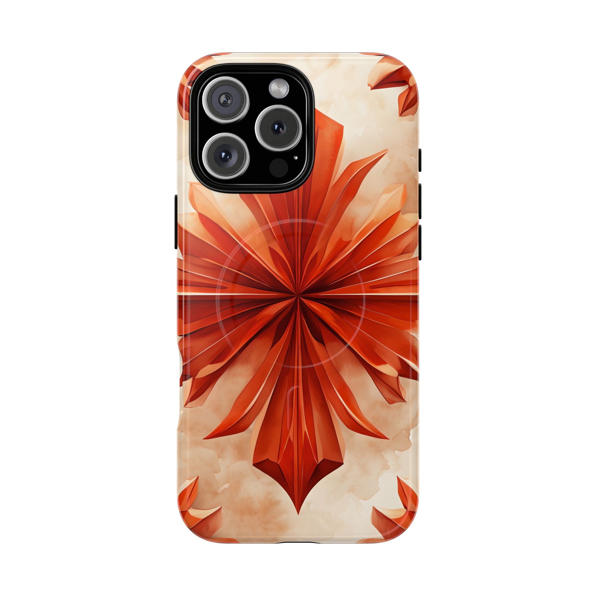 Sunset Fleur iPhone 16 Pro Max - Kaleidoscope Collection of MagSafe Compatible - Vibrant Sunset Flower Design