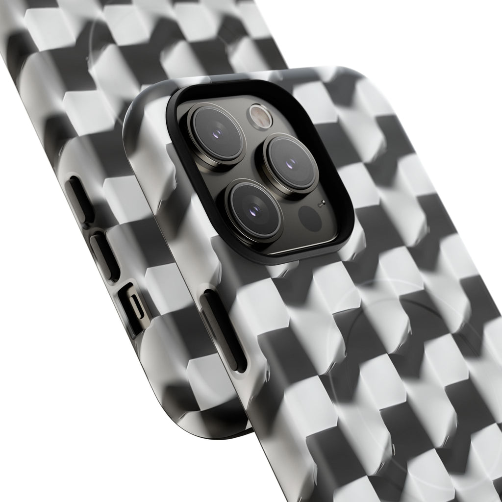 Monochrome Grid - iPhone 14 Pro Max MagSafe Phone Case - Bold, Modern Black & White Design
