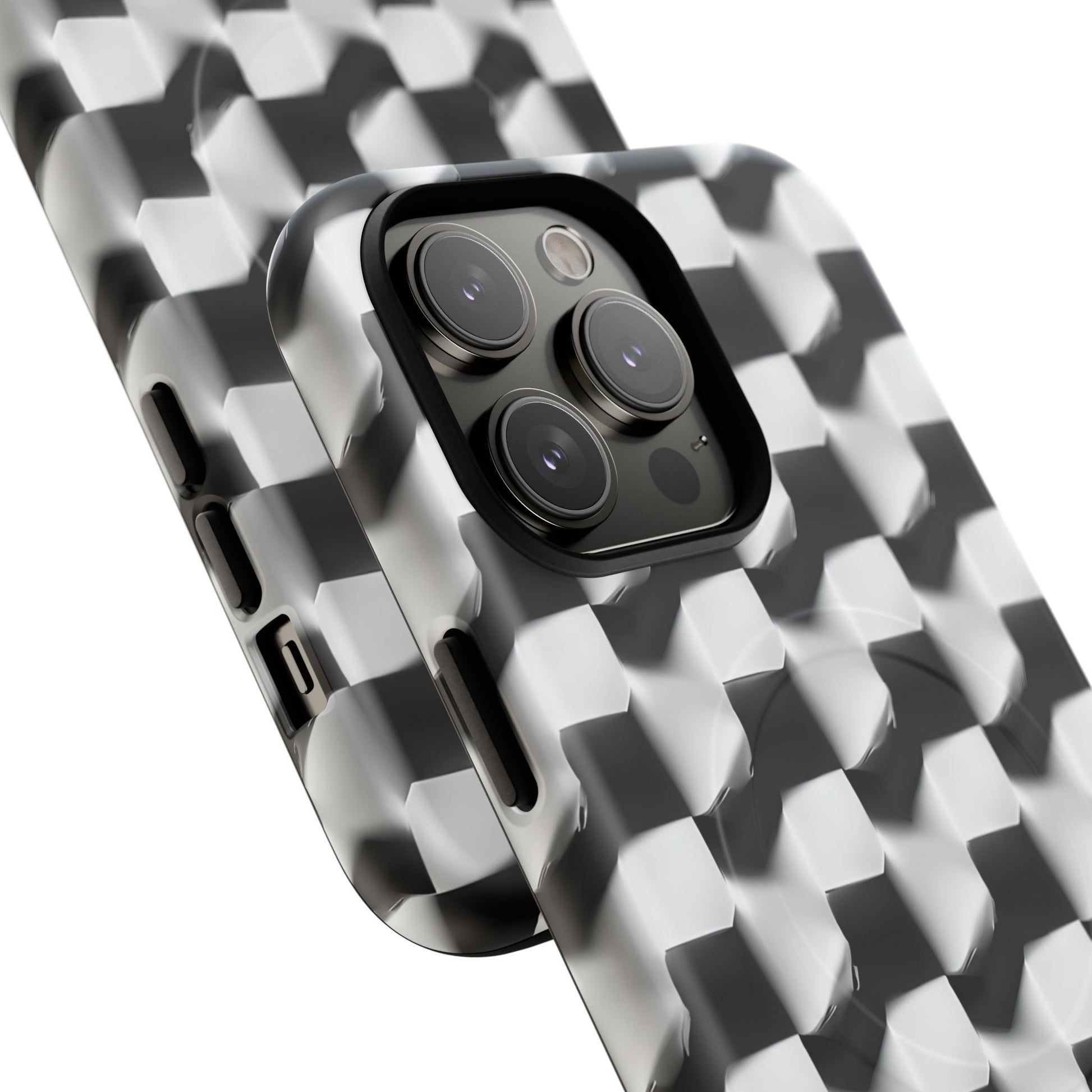 Monochrome Grid - iPhone 14 Pro Max MagSafe Phone Case - Bold, Modern Black & White Design
