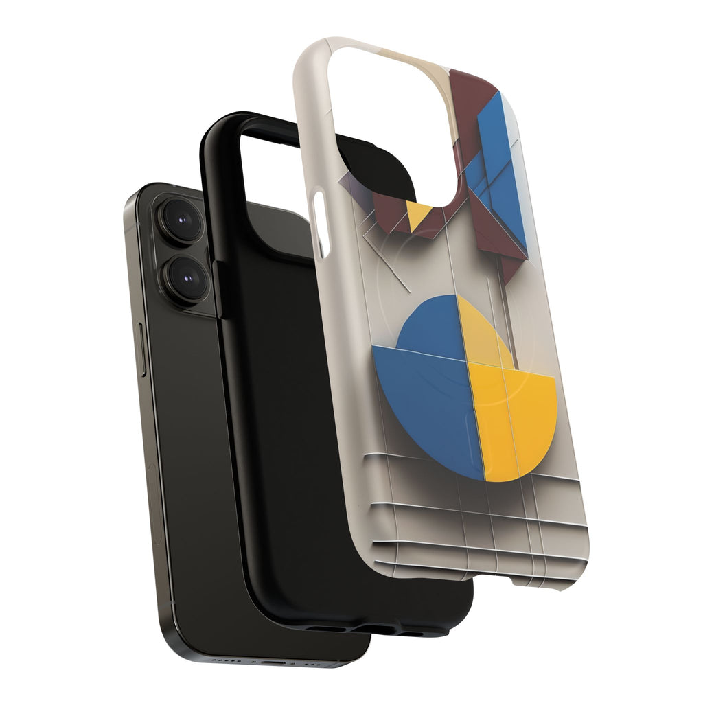 Chromatic Construct iPhone 14 Pro MagSafe Phone Case -Modern Geometrical Design, Primary Colors