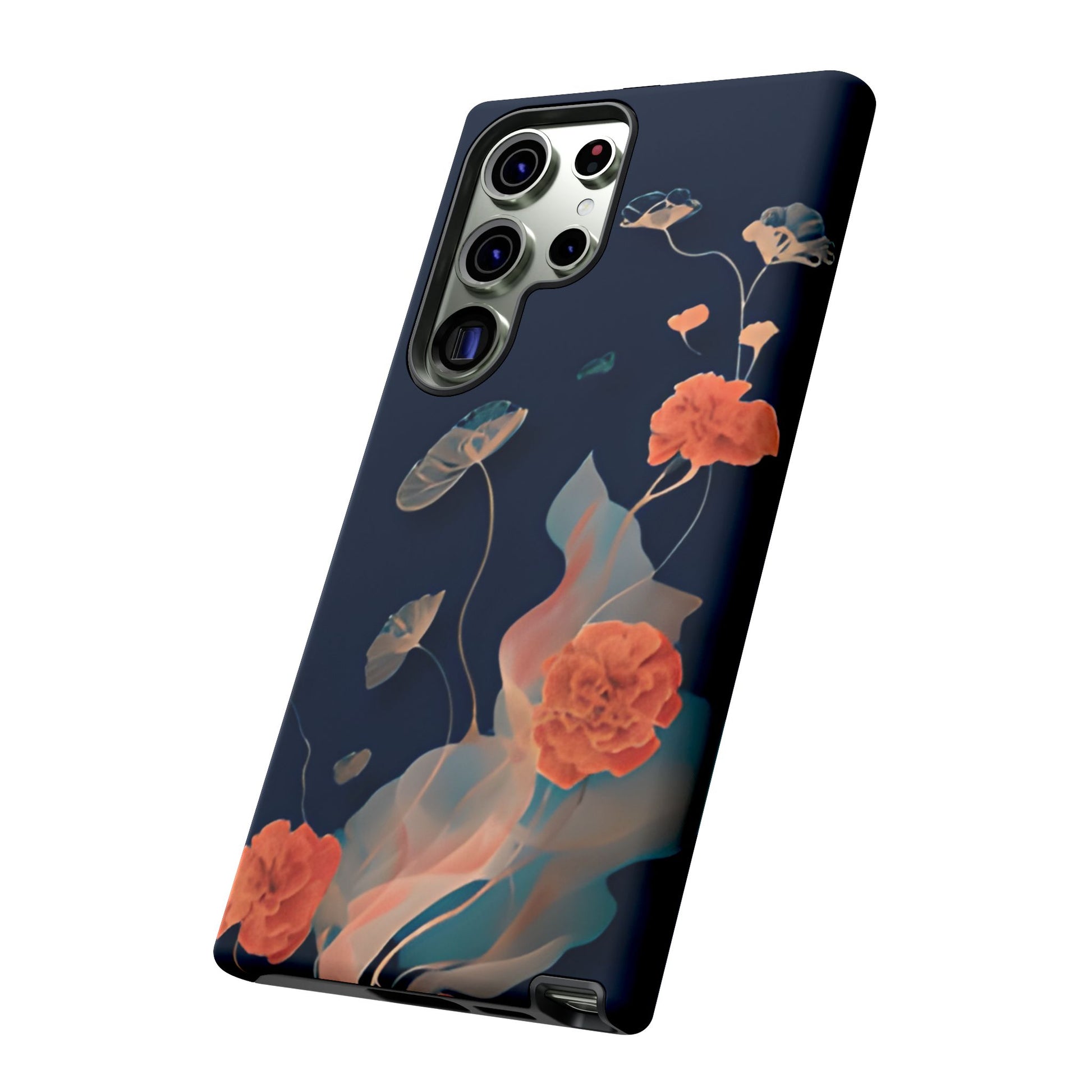 Lotus Reverie - Elegant Artistic Floral Samsung Galaxy S23 Ultra Tough Phone Case - Painterly Lotus Blossom Design