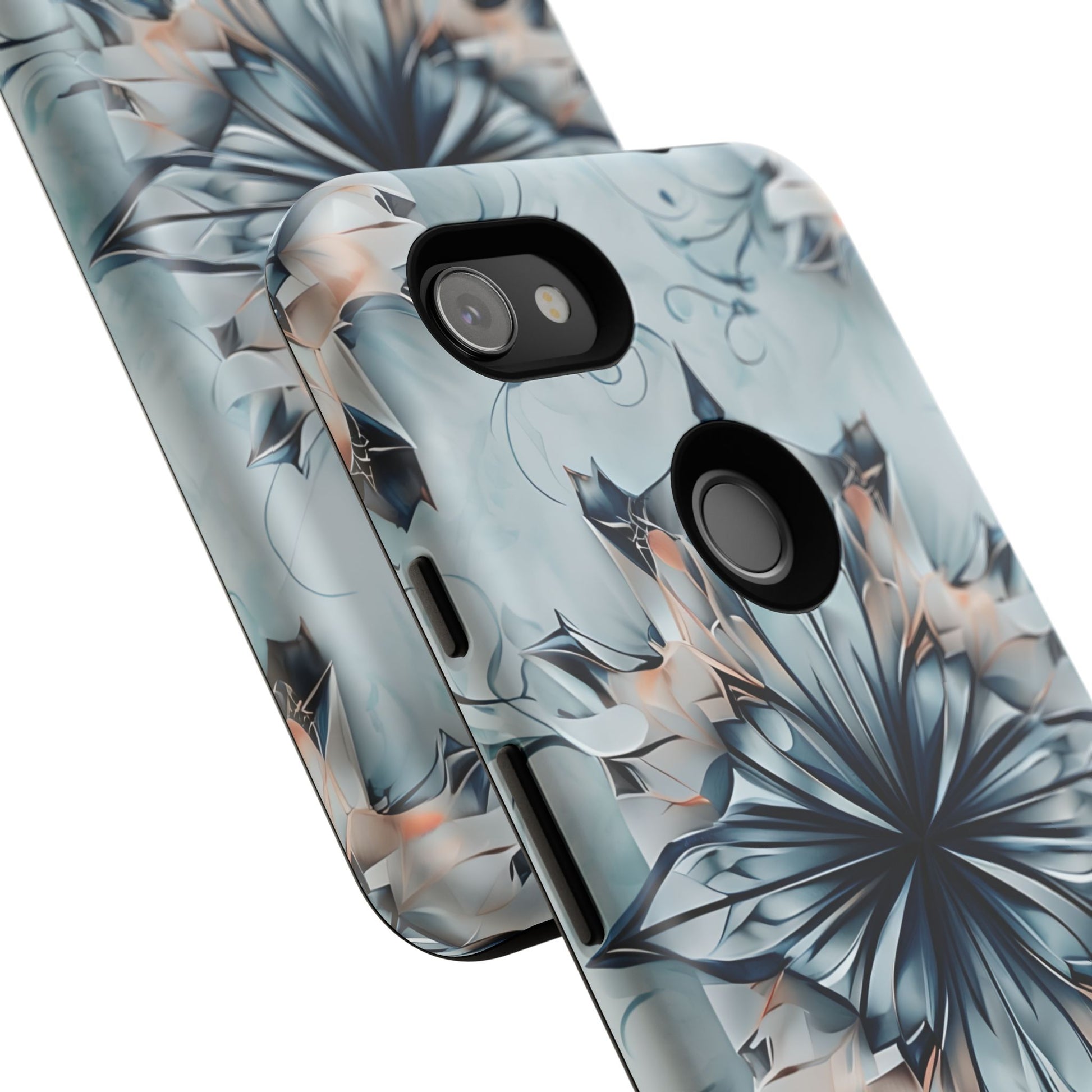 Indigo Mirage - Artistic Kaleidoscope Collection Artistic Floral - Google Pixel 3a XL Tough Phone Case - Bold Indigo Symmetrical Design