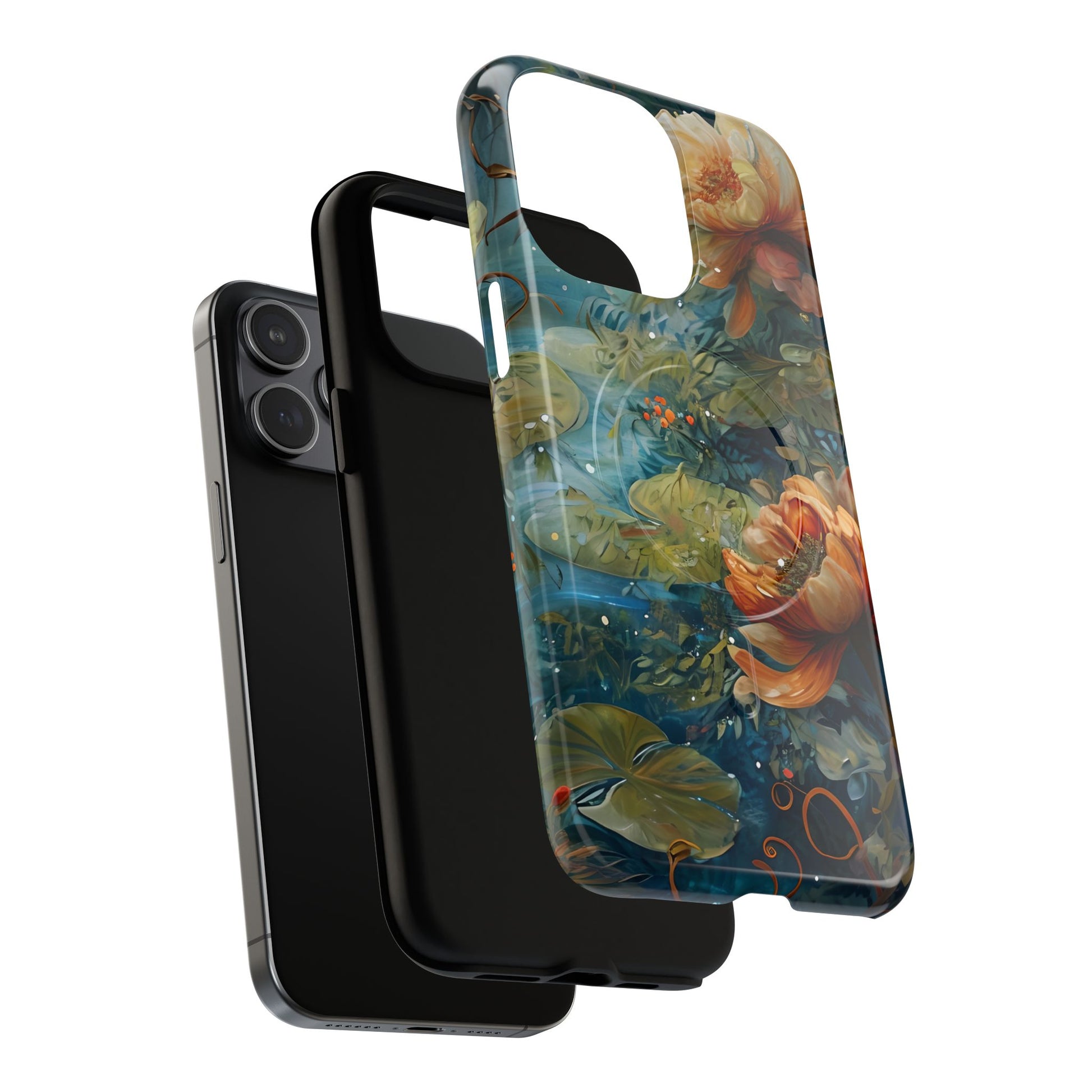 Waterlily Nocturne iPhone 15 Pro Max Case - Artistic Tough Cover - MagSafe Compatible - Premium Drop Protection