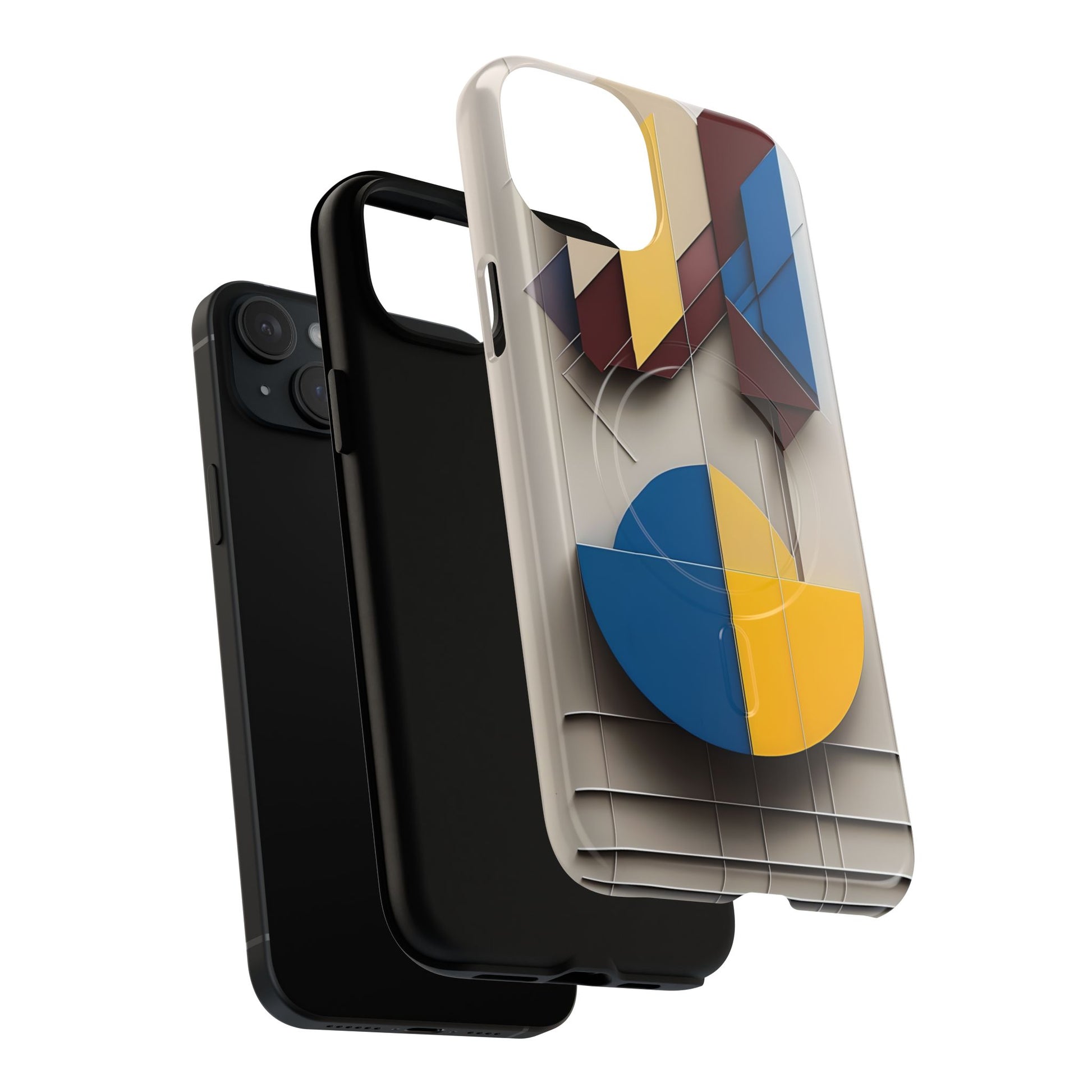 Chromatic Construct iPhone 15 Plus MagSafe Phone Case -Modern Geometrical Design, Primary Colors