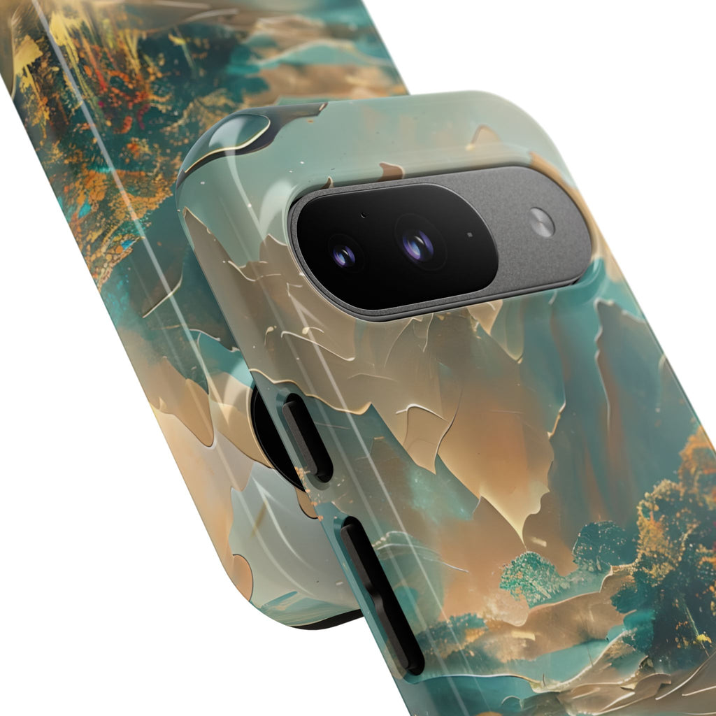 Misty Horizon - Serene Landscape Art Google Pixel 9 Tough Phone Case - Tranquil Mountain & Lake Design
