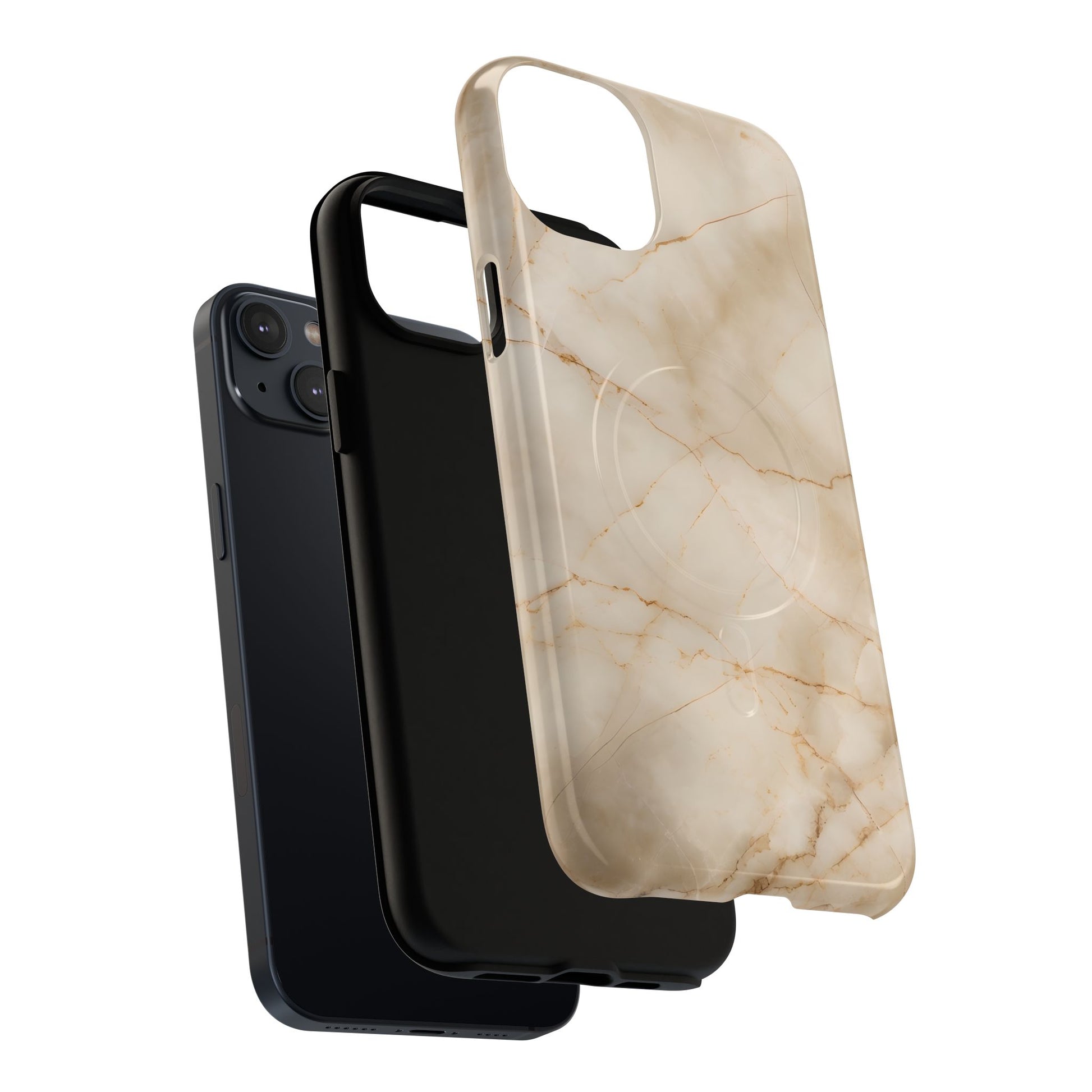 Parchment Mist - iPhone 14 Plus MagSafe Phone Case - Neutral Beige Marble Design