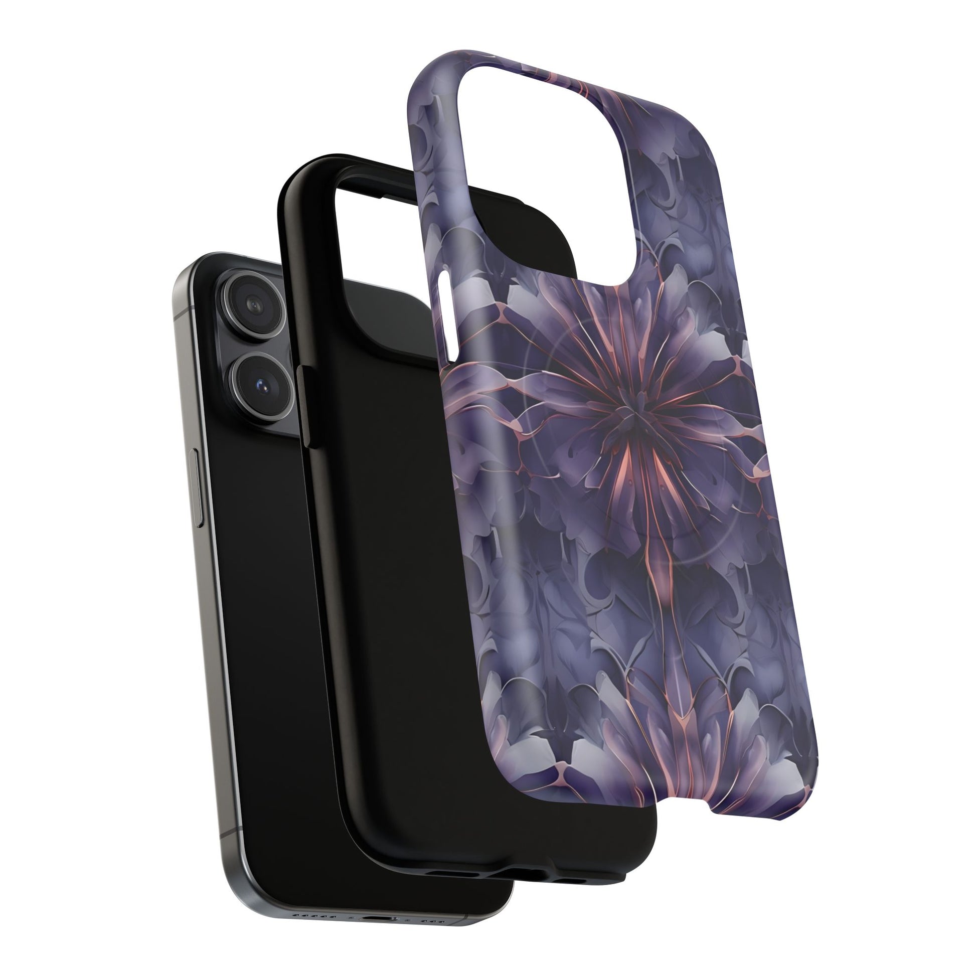Twilight Tapestry - iPhone 15 Pro MagSafe Phone Case - Purple Kaleidoscope Design