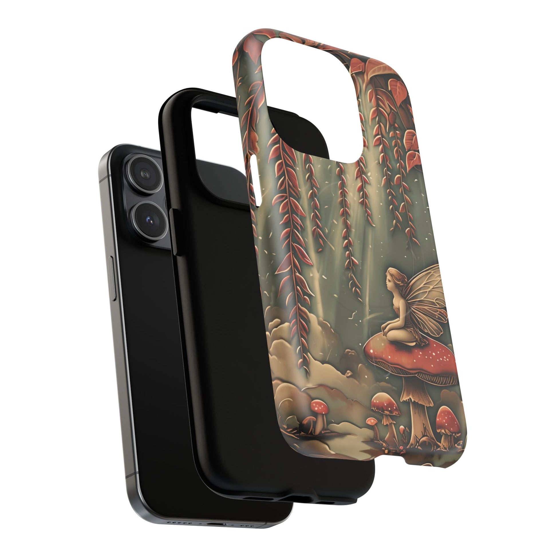 Willow Whisper - Tranquil Nature Art iPhone 15 Pro MagSafe Phone Case - Serene Willow Tree & Meditative Figure Design