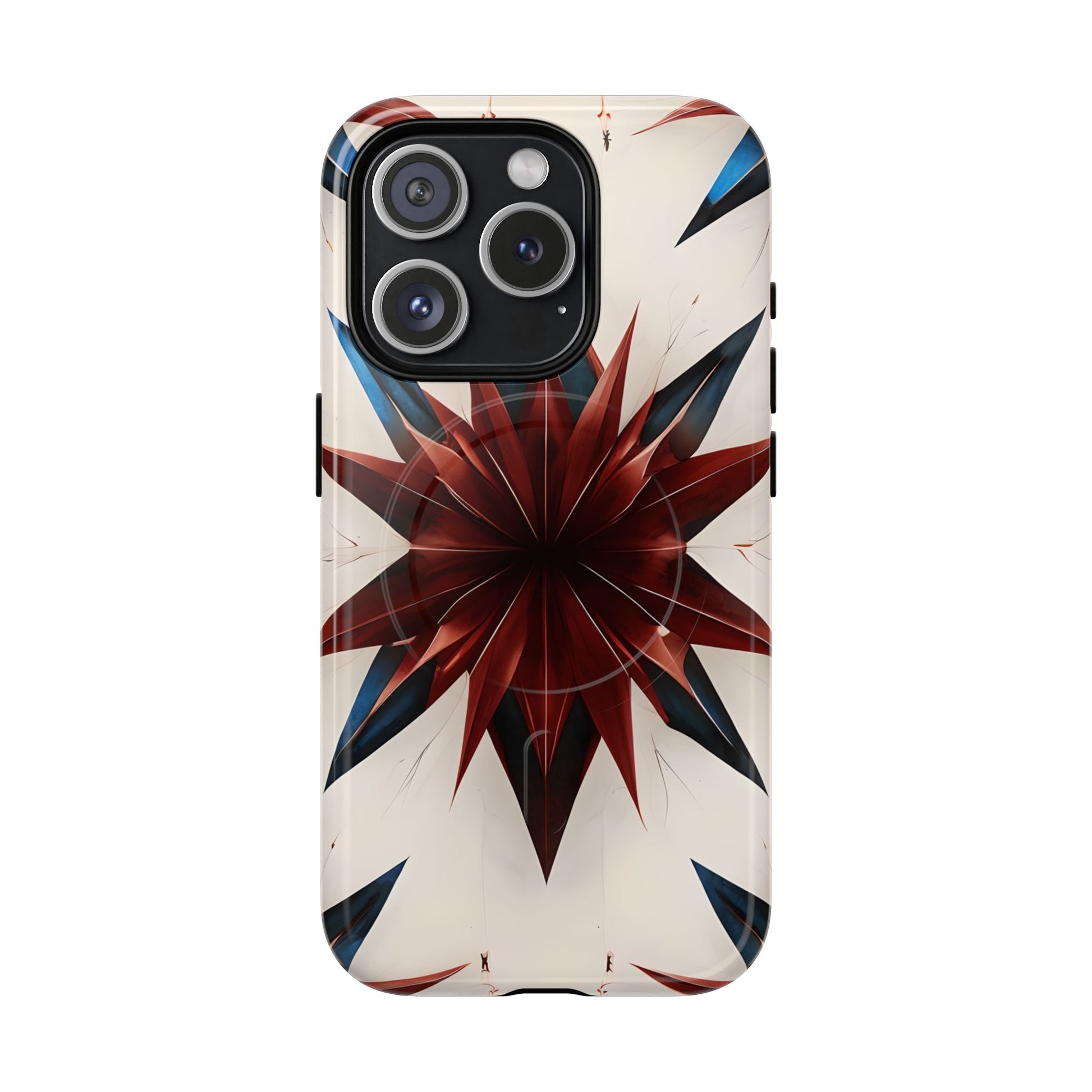 Garnet Starburst - Kaleidoscope Collection Gemstone Floral - iPhone 15 Pro MagSafe Phone Case -Floral Burst Design