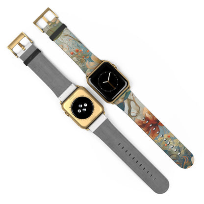 Waterlily Dreamscape Designer Apple Watch Band - Premium Custom Strap for Series 1-9, SE & Ultra - Artistic Vegan Leather