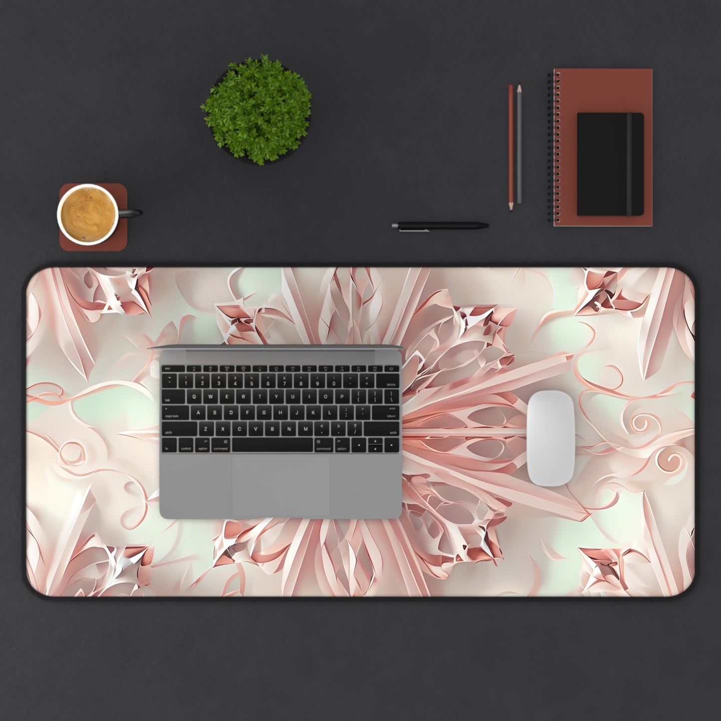 Blush Frost Designer Desk Mat - Premium Office Desk Pad, 3 Sizes Available, Artistic Workspace Protection