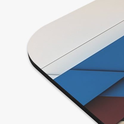 Close-up of Chromatic Construct mouse pad showing printed geometric design detail
