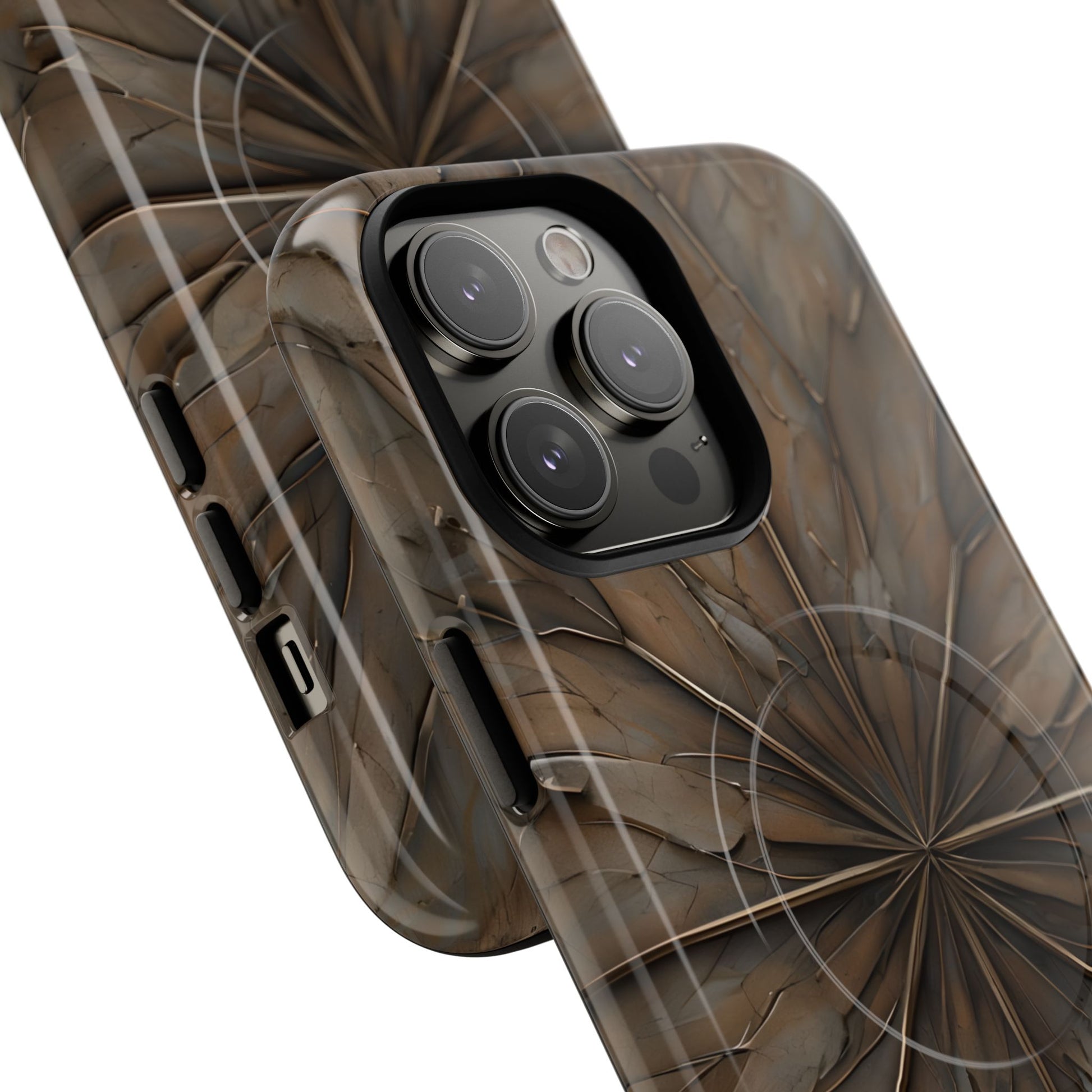 Earthstone Mandala - Kaleidoscope Collection Artistic Taupe Burst - iPhone 14 Pro Max MagSafe Phone Case