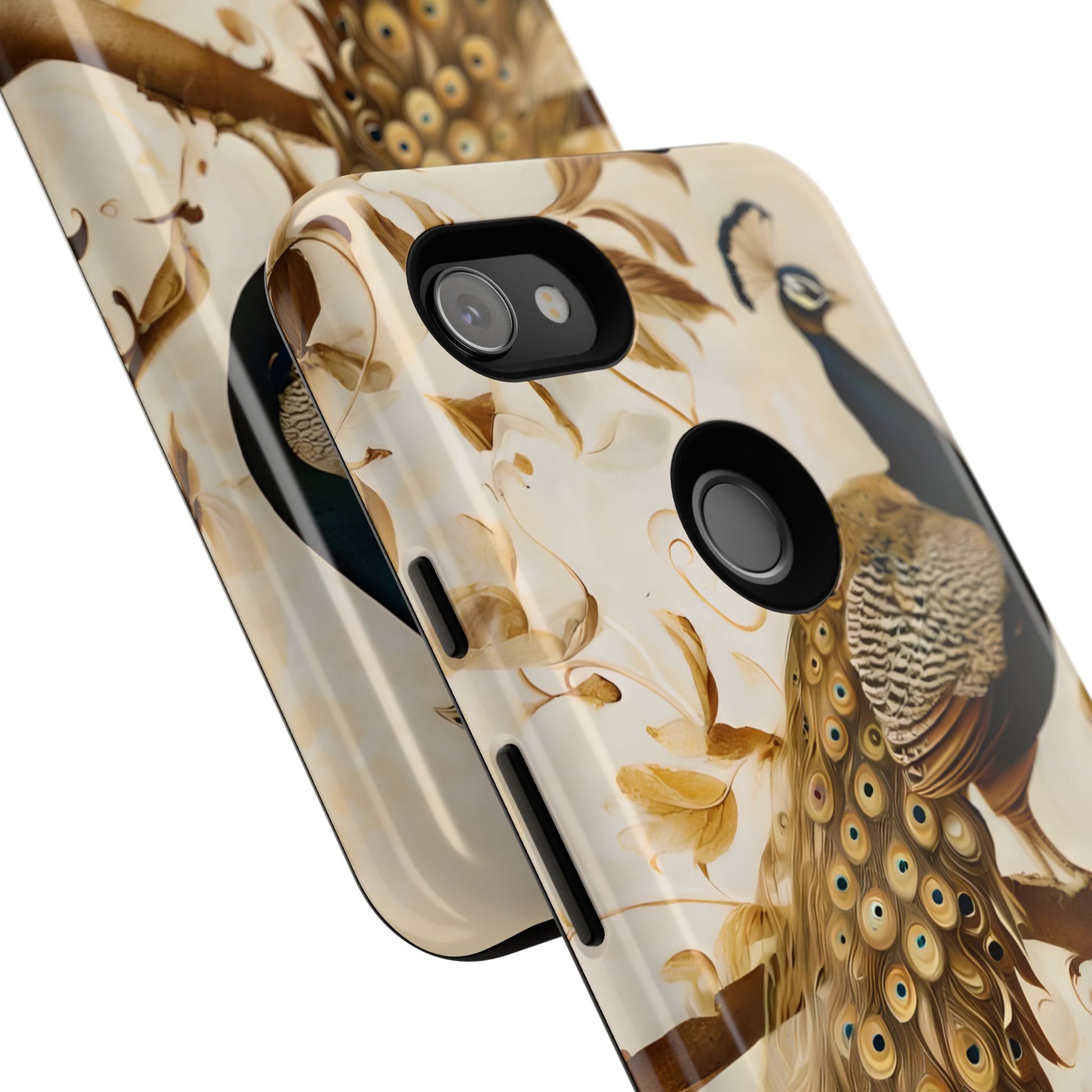 Golden Plumage - Luxe Peacock Art Google Pixel 3a XL Phone Case - Elegant Gold & Cream Design