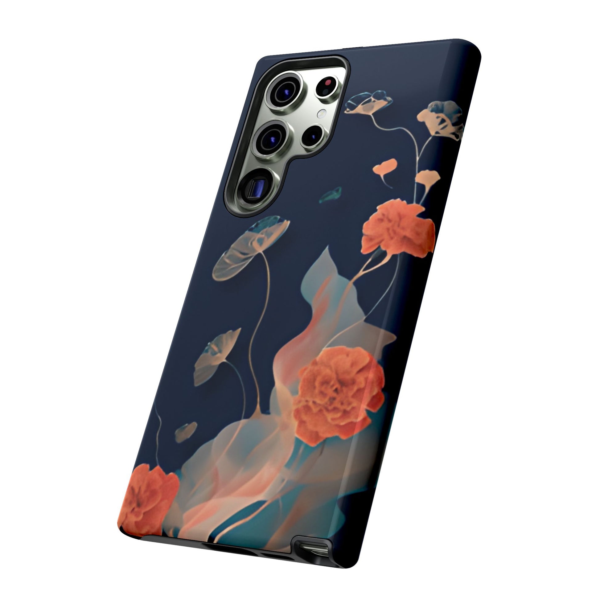 Lotus Reverie lotus floral artwork Samsung Galaxy phone case angled view