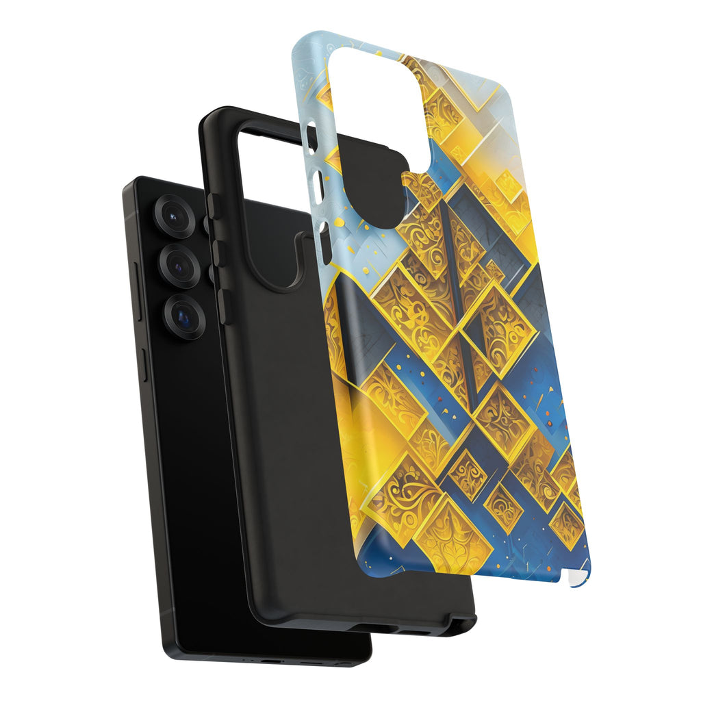 Golden Ascent Luxe Geometric Samsung Galaxy S25 Ultra Tough Case - Elegant Abstract Gold Design