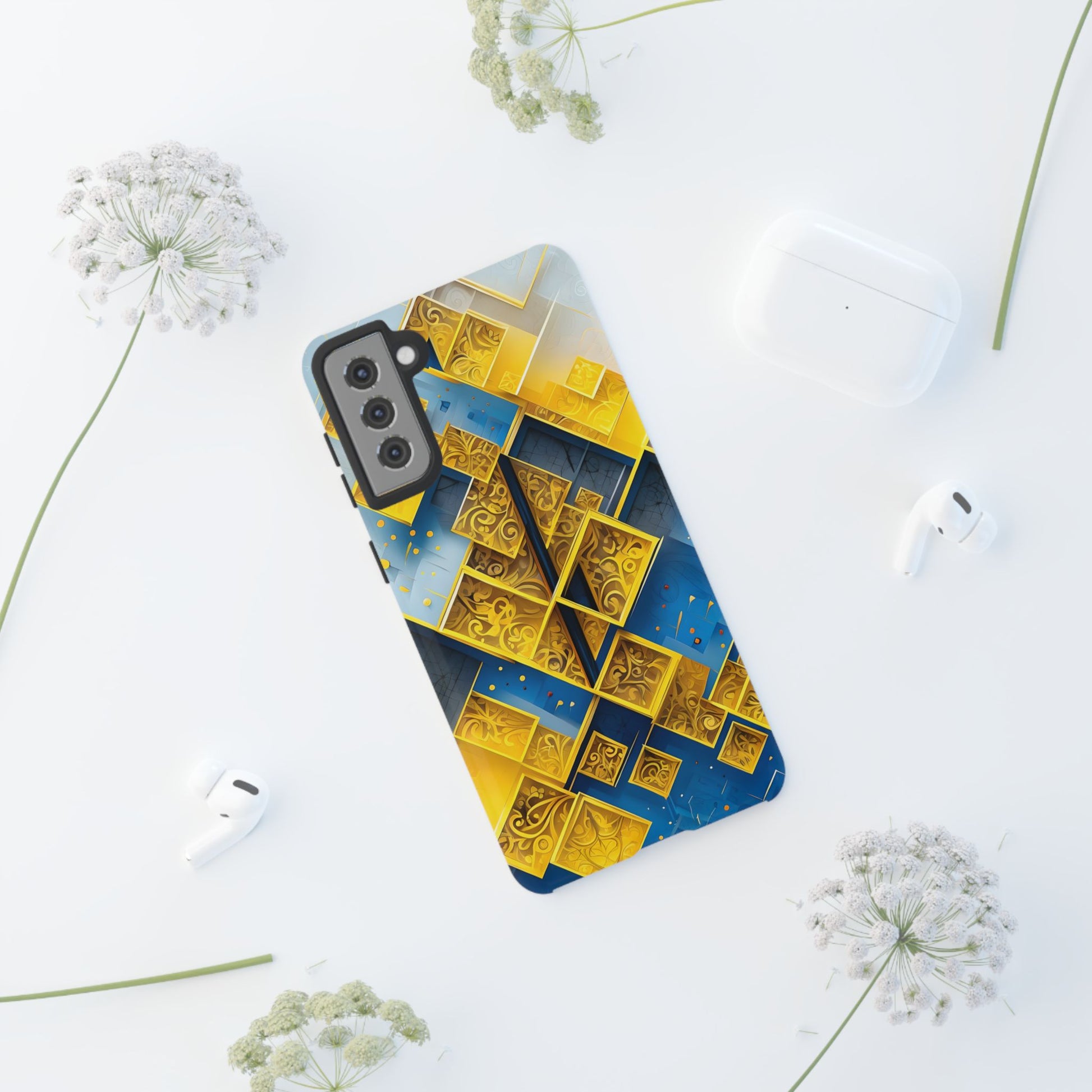 Golden Ascent Luxe Geometric Samsung Galaxy S21 Plus Tough Case - Elegant Abstract Gold Design