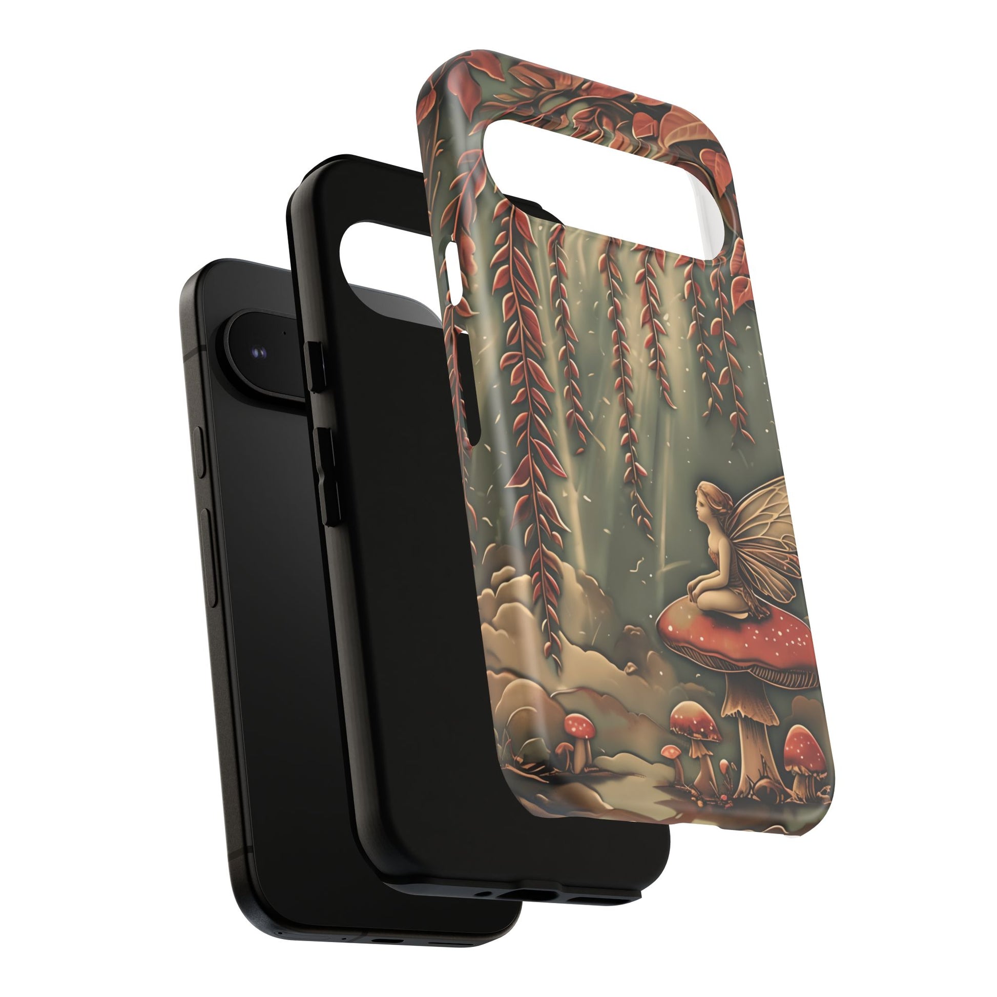 Willow Whisper - Tranquil Nature Art Google Pixel 9 Tough Phone Case - Serene Willow Tree & Meditative Figure Design