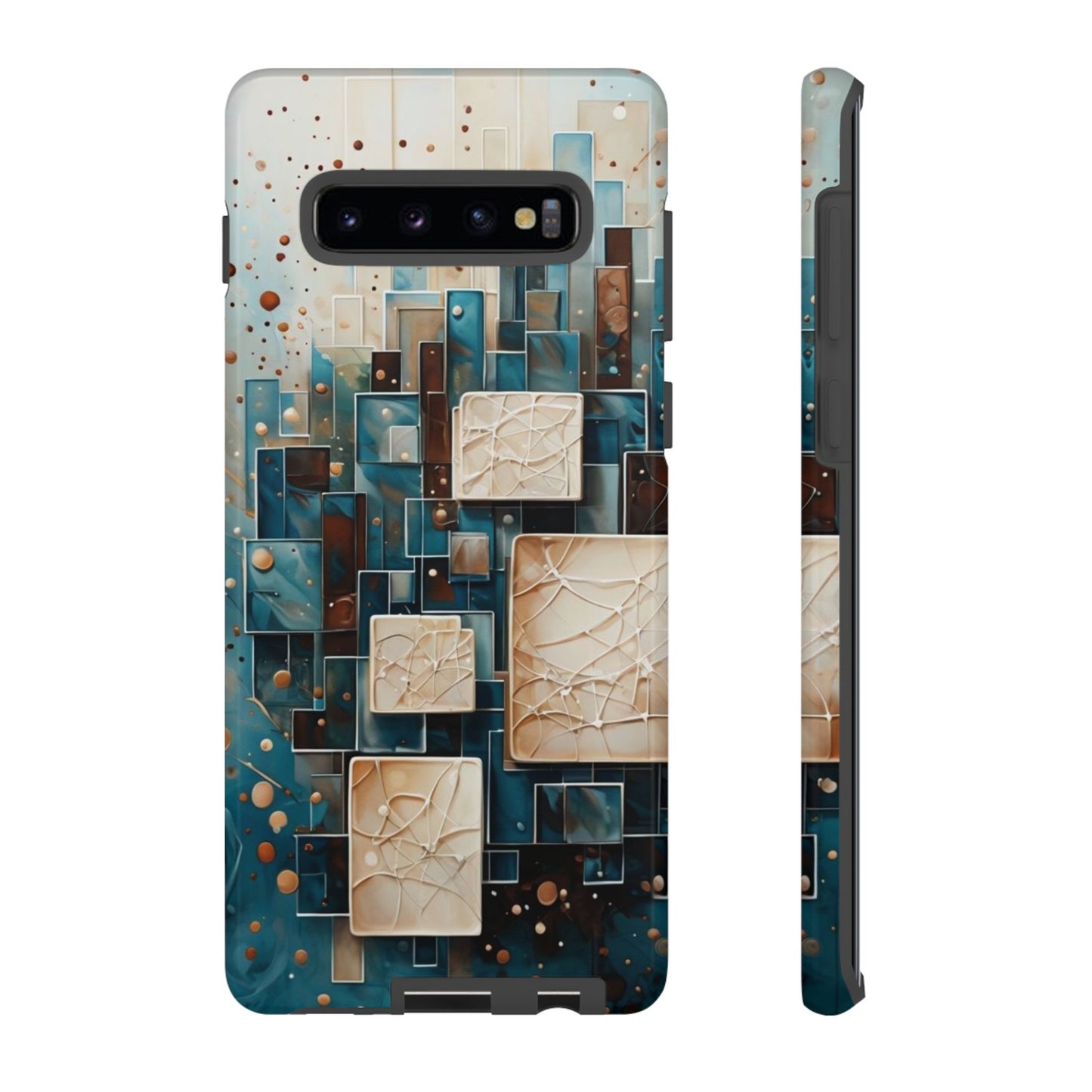 Architectural Drift Samsung Galaxy Case - Modern Geometric Teal & Parchment Design