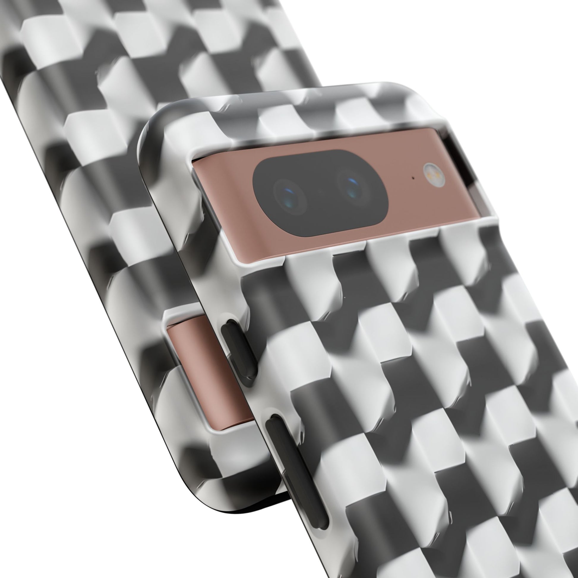 Monochrome Grid Tough Case for Google Pixel 8 - Classic Checkerboard, Black & White, Minimalist Trend