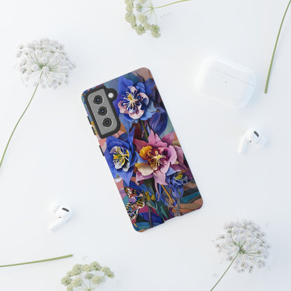 Blue Columbine Carnivale - Artistic Floral & Butterfly Samsung Ultra Tough Phone Case - Vibrant Botanical Design