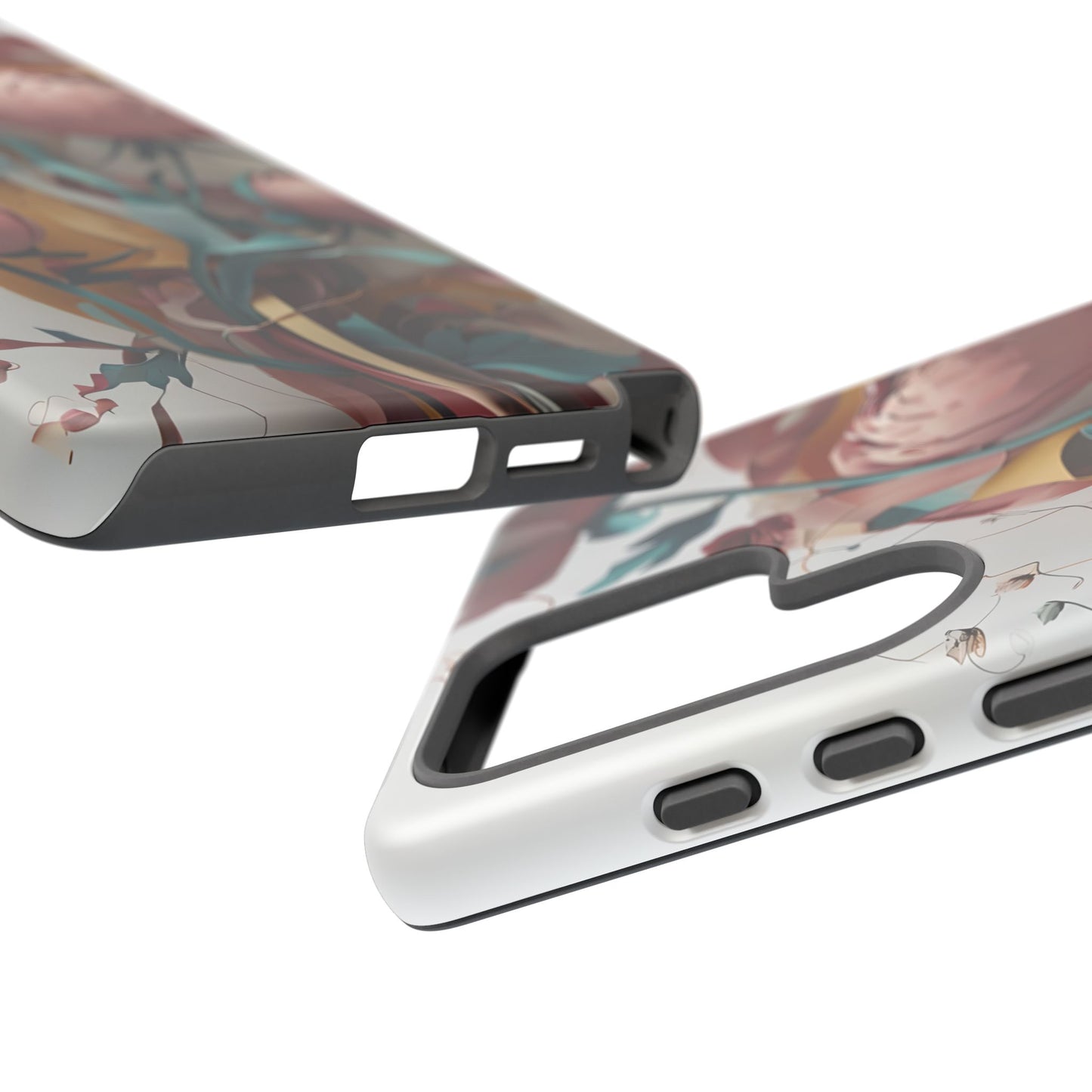 Blushing Peony Veil - Elegant Painterly Floral Samsung Galaxy Tough Phone Case - Soft Blush & Teal Peony Design