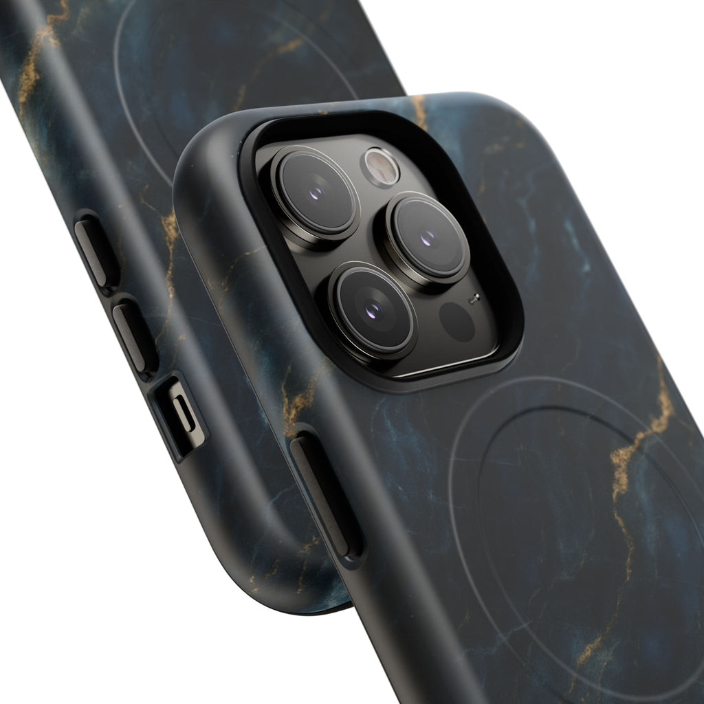 Midnight Marble MagSafe iPhone 14 Pro Case - Deep Blue Marble Design Shockproof Cover
