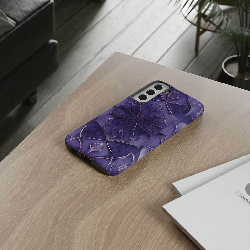 Violet Nebula - Kaleidoscope Collection Artistic Floral Burst - Samsung Galaxy S22 Plus Tough Phone Case - Bold Purple Symmetrical Design