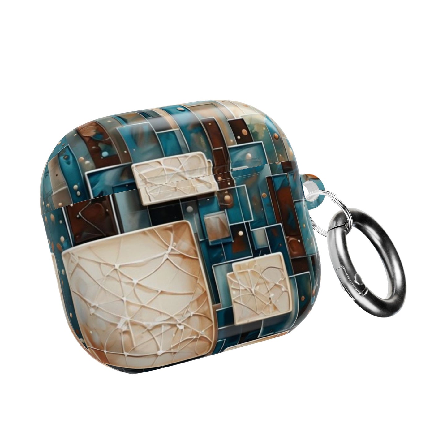 Architectural Drift AirPods Case - Modern Geometric Teal & Parchment Design for Gen 1, 2, 3, Pro Gen 1 & 2