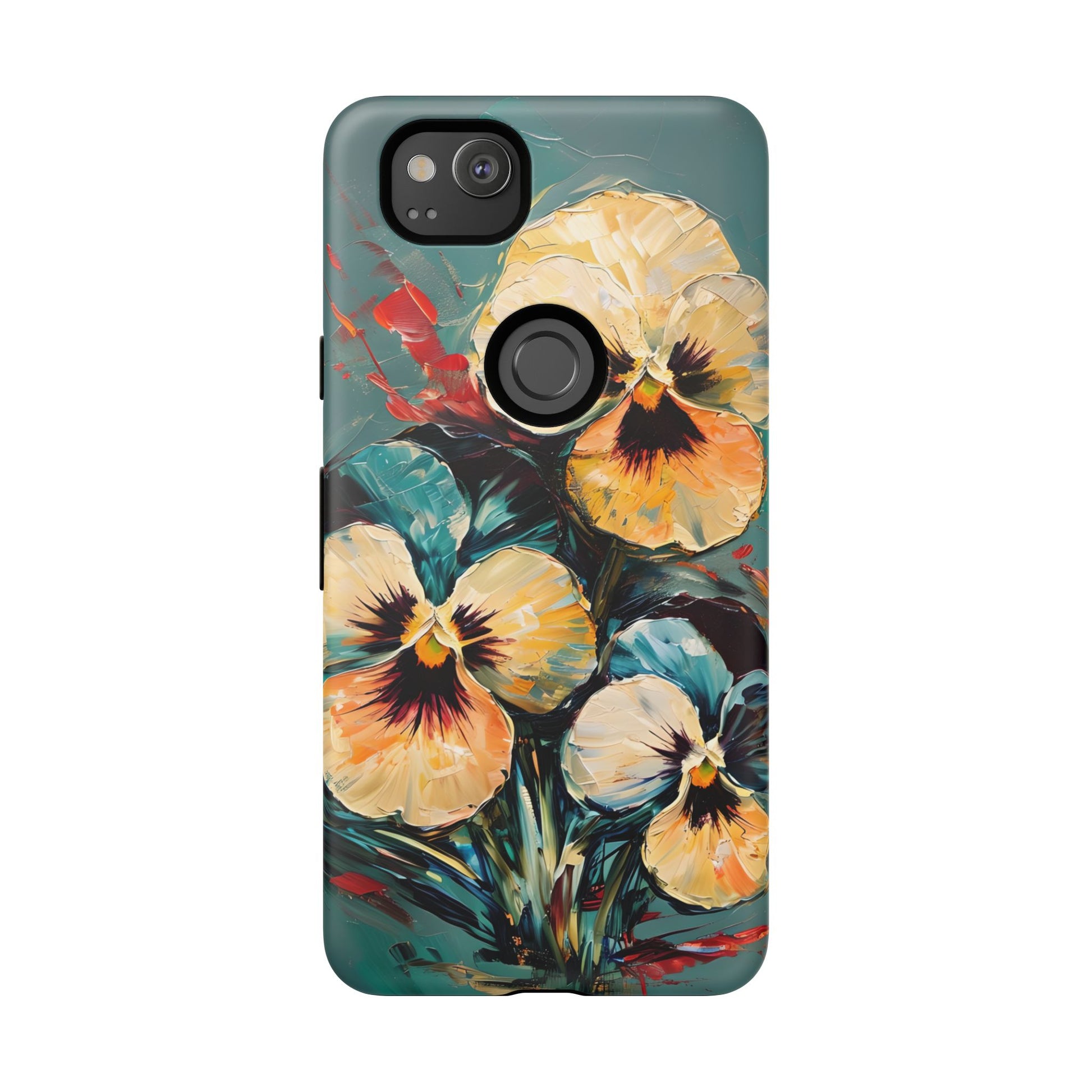 Golden Pansy Cascade Tough Case for Google Pixel 2 - Floral Artistic Shockproof Cover, Elegant Protective Phone Case