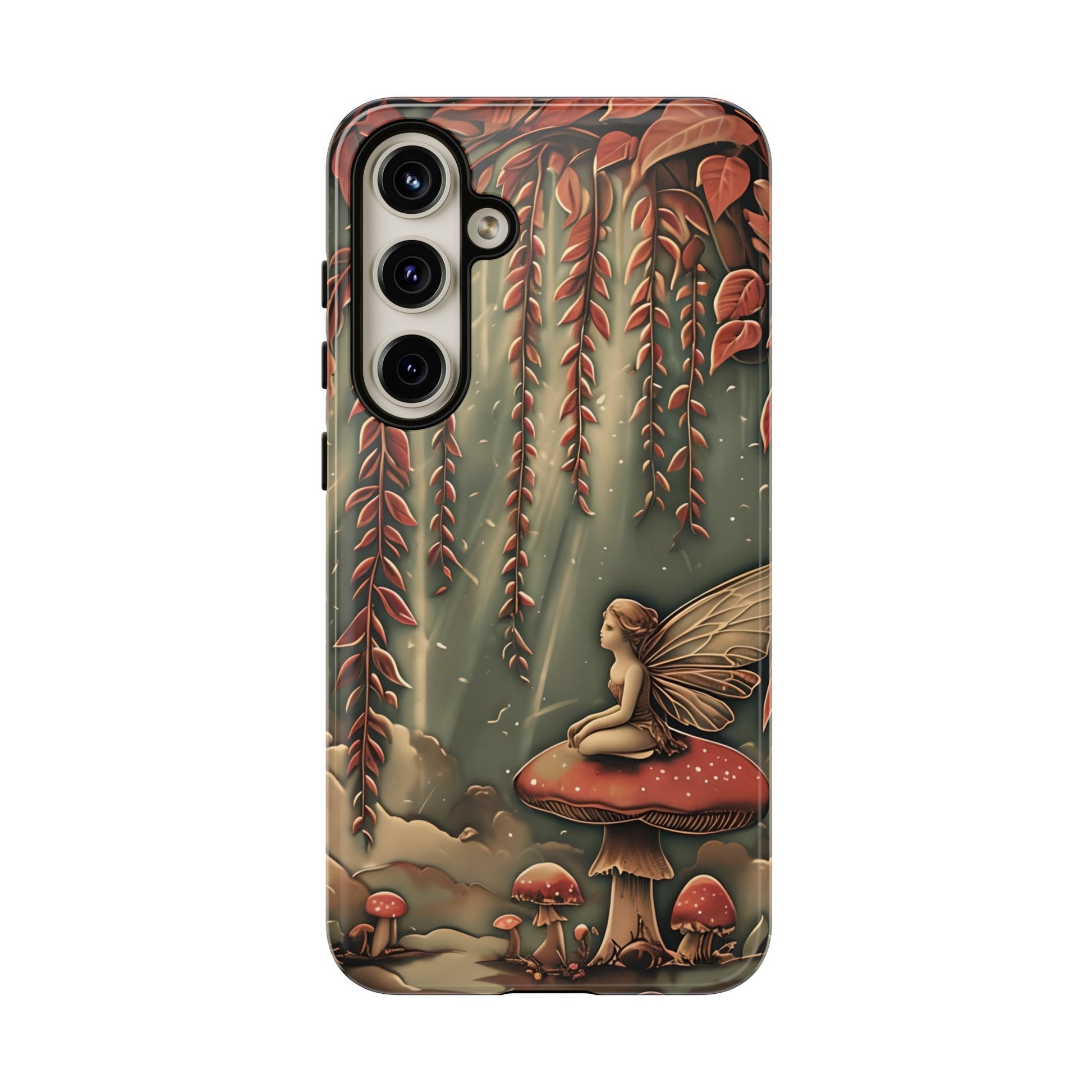 Willow Whisper - Tranquil Nature Art Samsung Galaxy S24 Plus Tough Phone Case - Serene Willow Tree & Meditative Figure Design