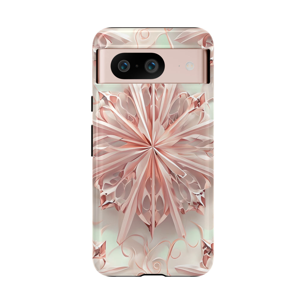 Blush Frost from our Kaleidoscope Collection - Google Pixel 8 tough case - Soft Pink Geometric Floral Design
