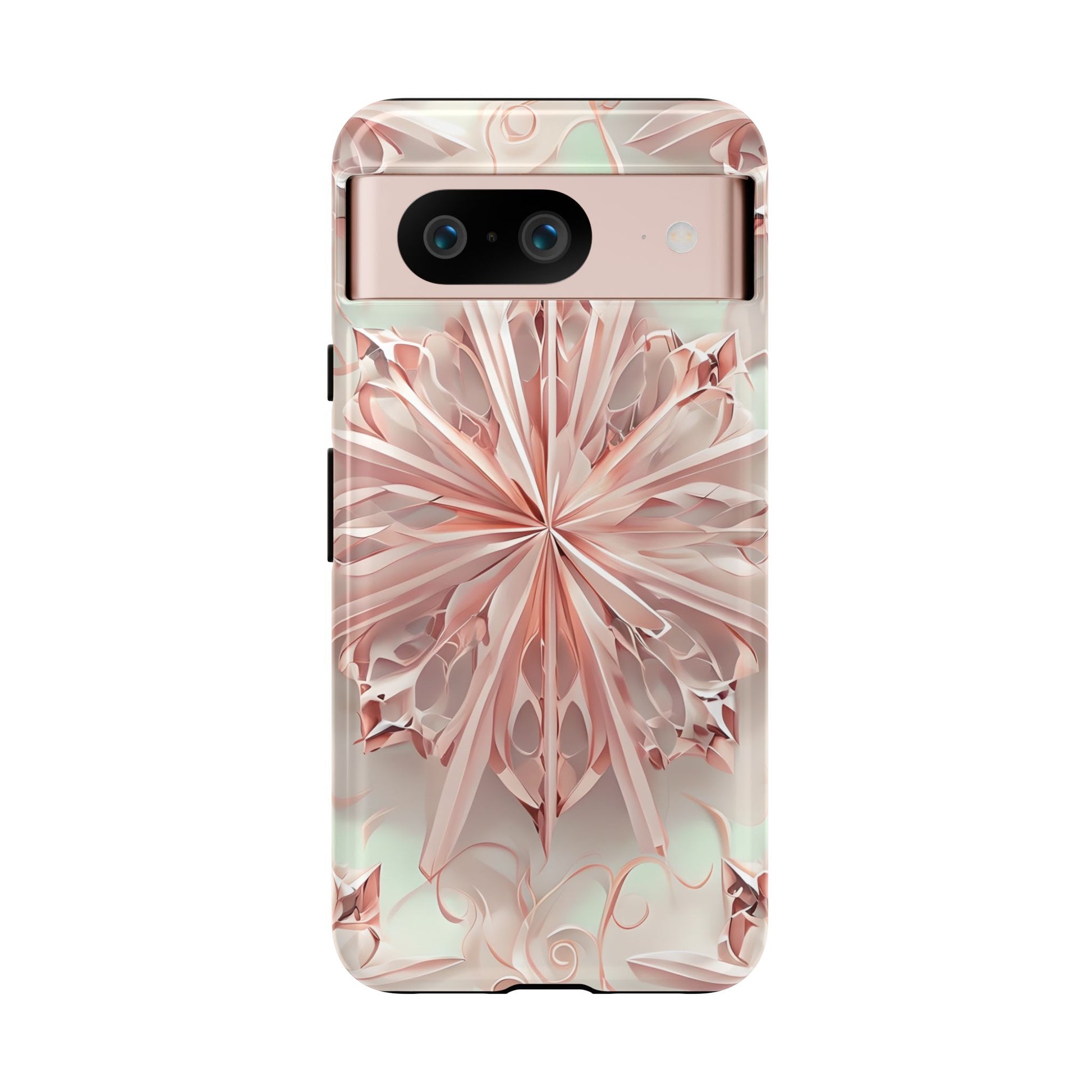 Blush Frost from our Kaleidoscope Collection - Google Pixel 8 tough case - Soft Pink Geometric Floral Design