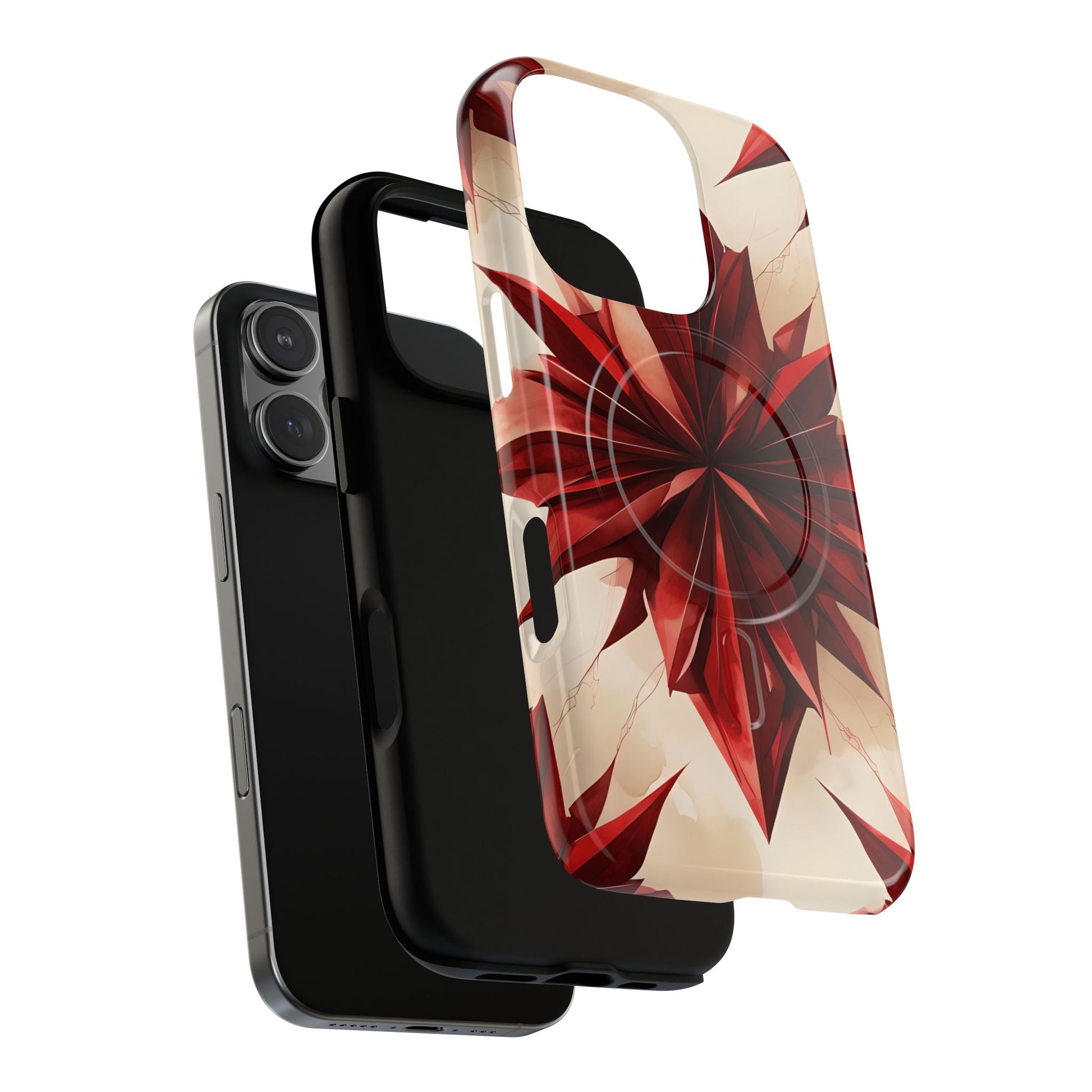 Ruby Compass iPhone 16 Pro MagSafe Phone Case - Bold Red Modern Design