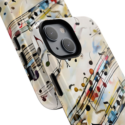 Angled view of Melodic Flow iPhone MagSafe protective phone case