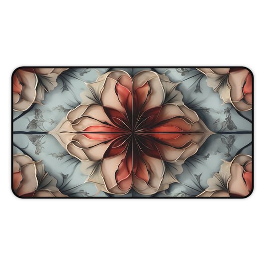 Ember Bloom Designer Desk Mat - Premium Office Desk Pad, 3 Sizes Available, Symmetrical Botanical Workspace Protection