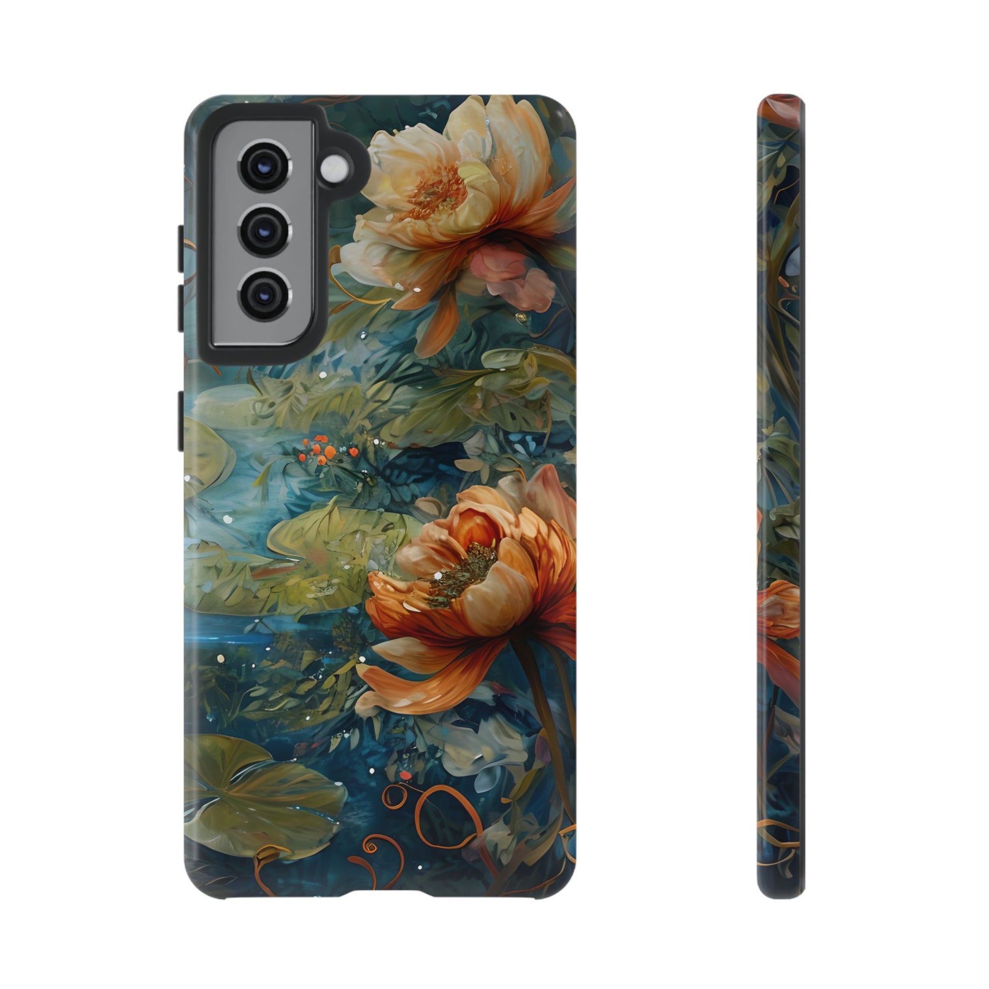 Waterlily Nocturne Samsung Galaxy S21 Case - Artistic Mountain Lake Design, Nature-Inspired Protective Cover, Elegant Gift for Outdoor Lovers