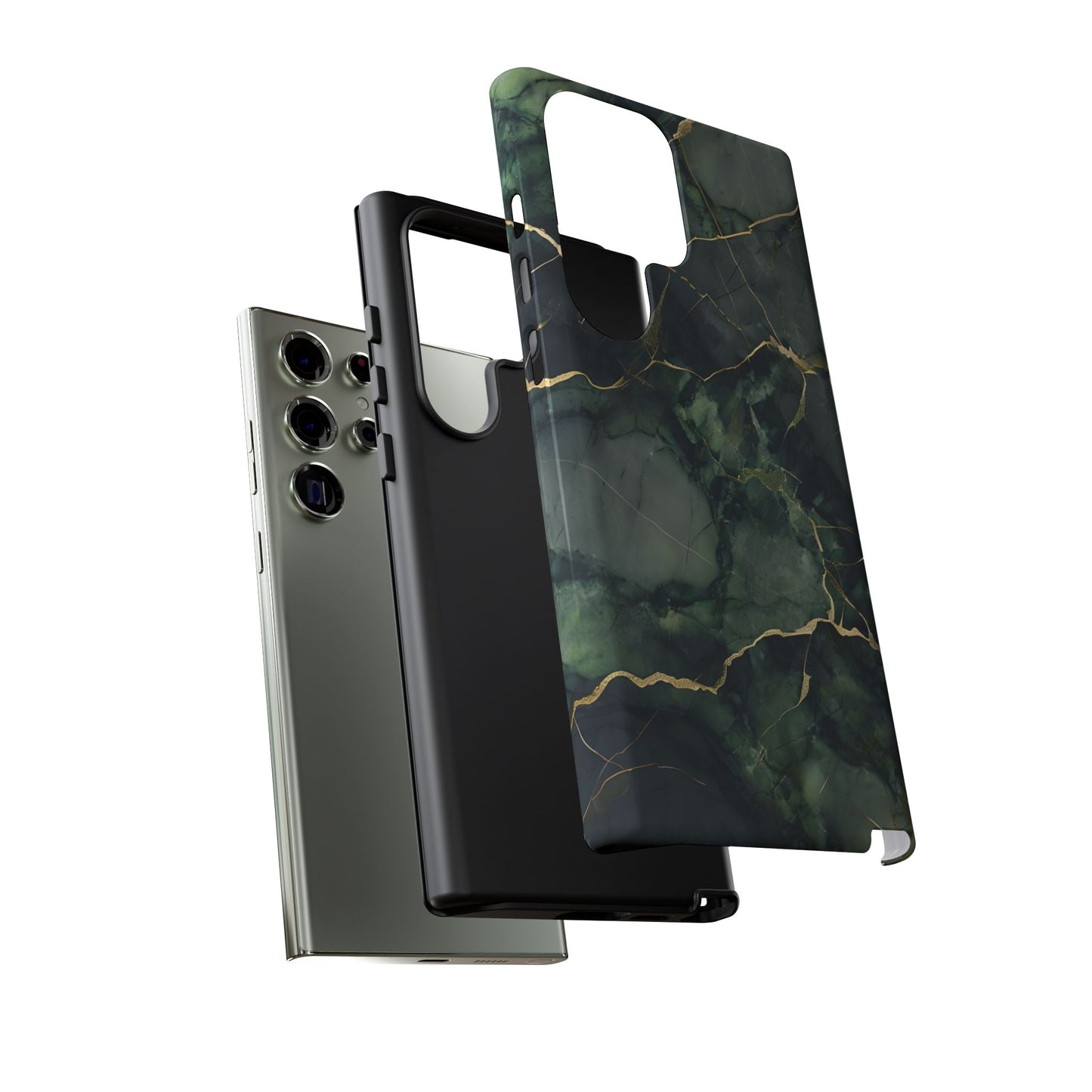 Verdant Vein green marble Samsung Galaxy tough phone case dual layer protection