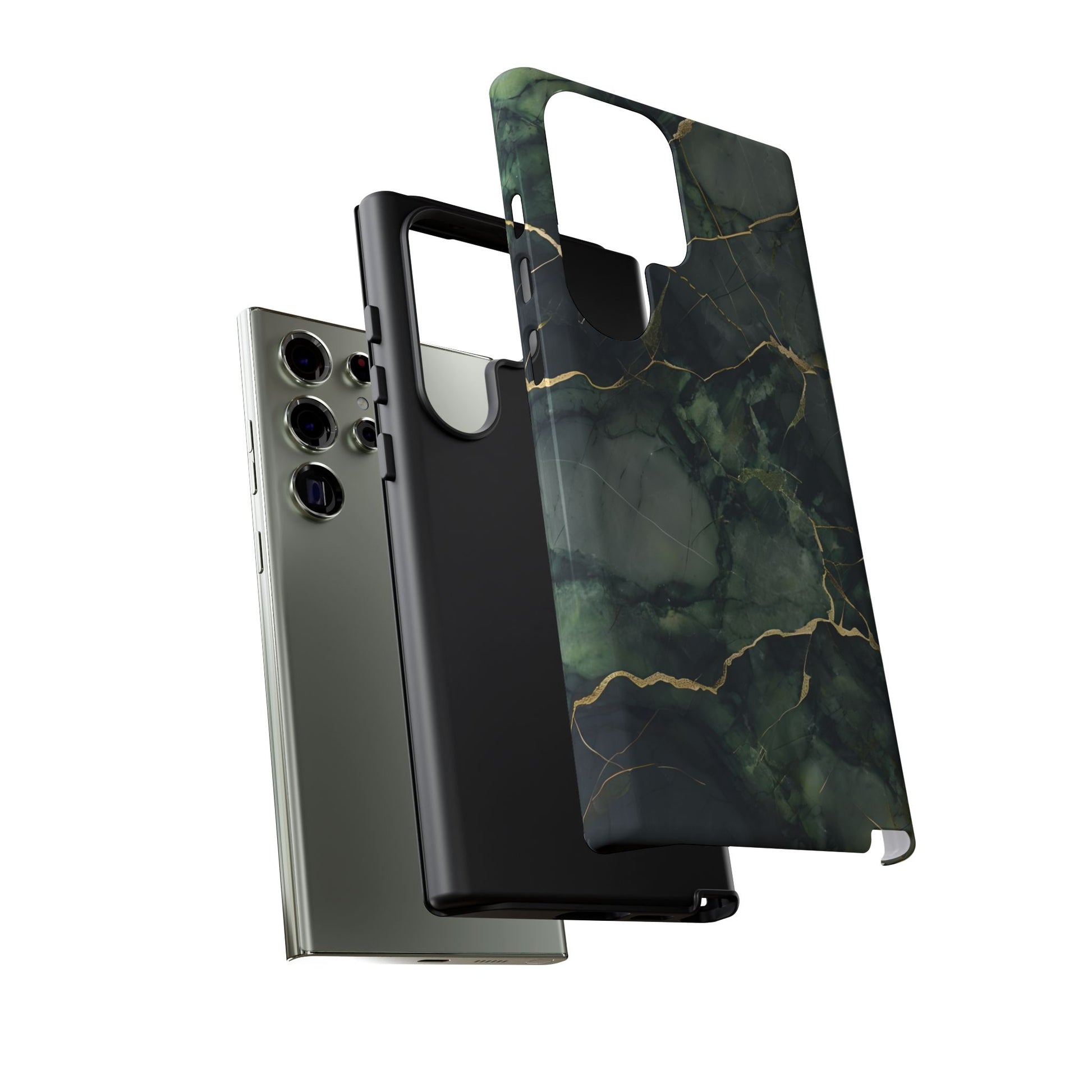 Verdant Vein green marble Samsung Galaxy tough phone case dual layer protection