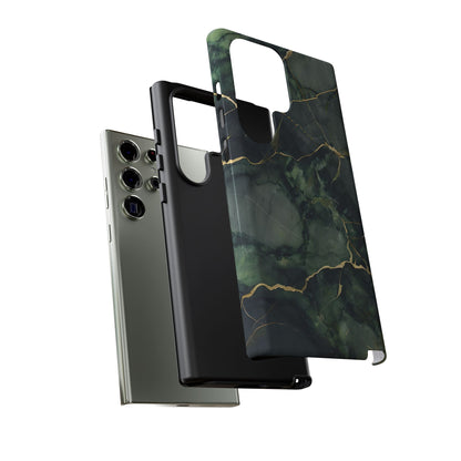 Verdant Vein green marble Samsung Galaxy tough phone case dual layer protection