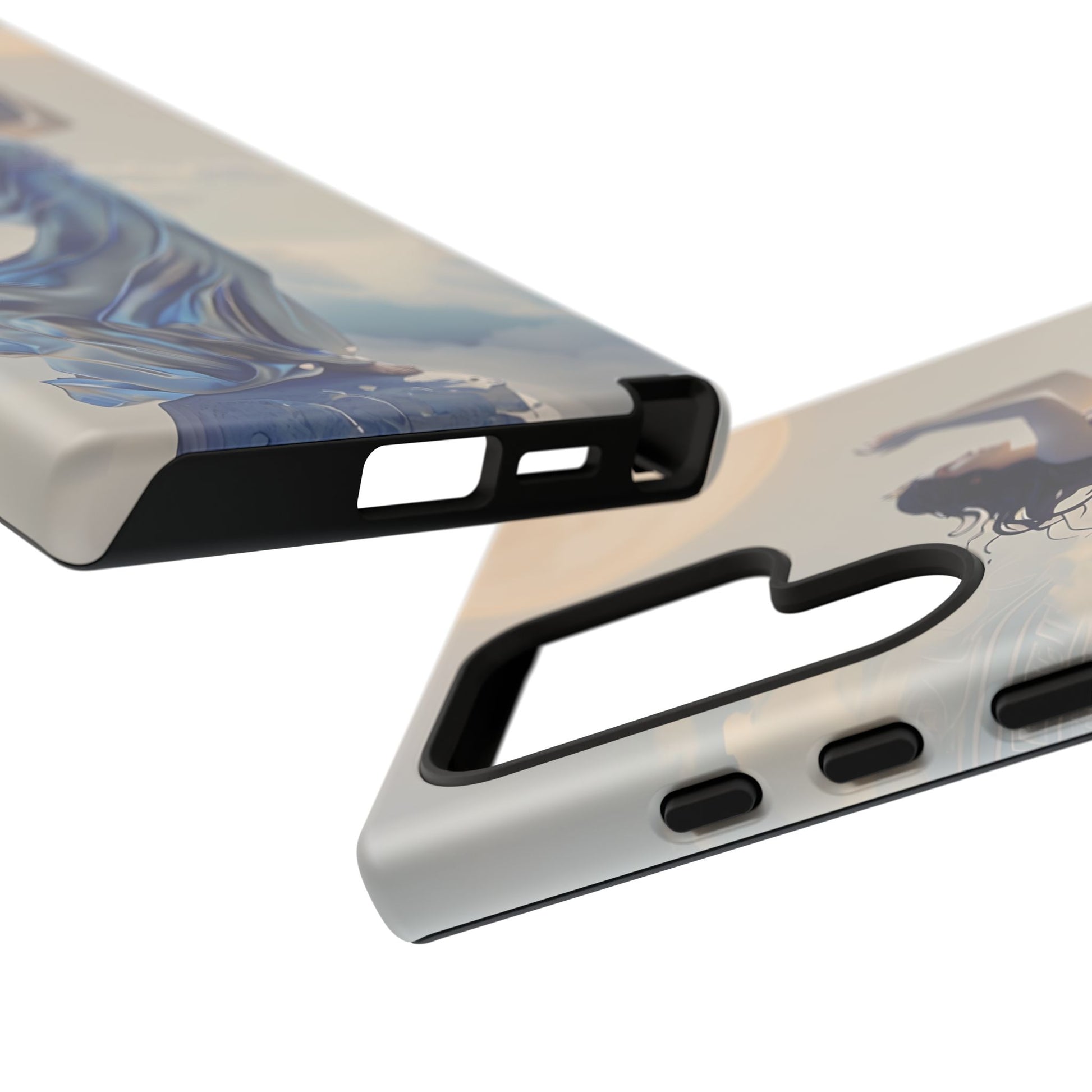 Moonlit Ascend - Ethereal Celestial Art Samsung Galaxy S24 Ultra Tough Phone Case - Dreamy Night Sky & Floating Woman Design