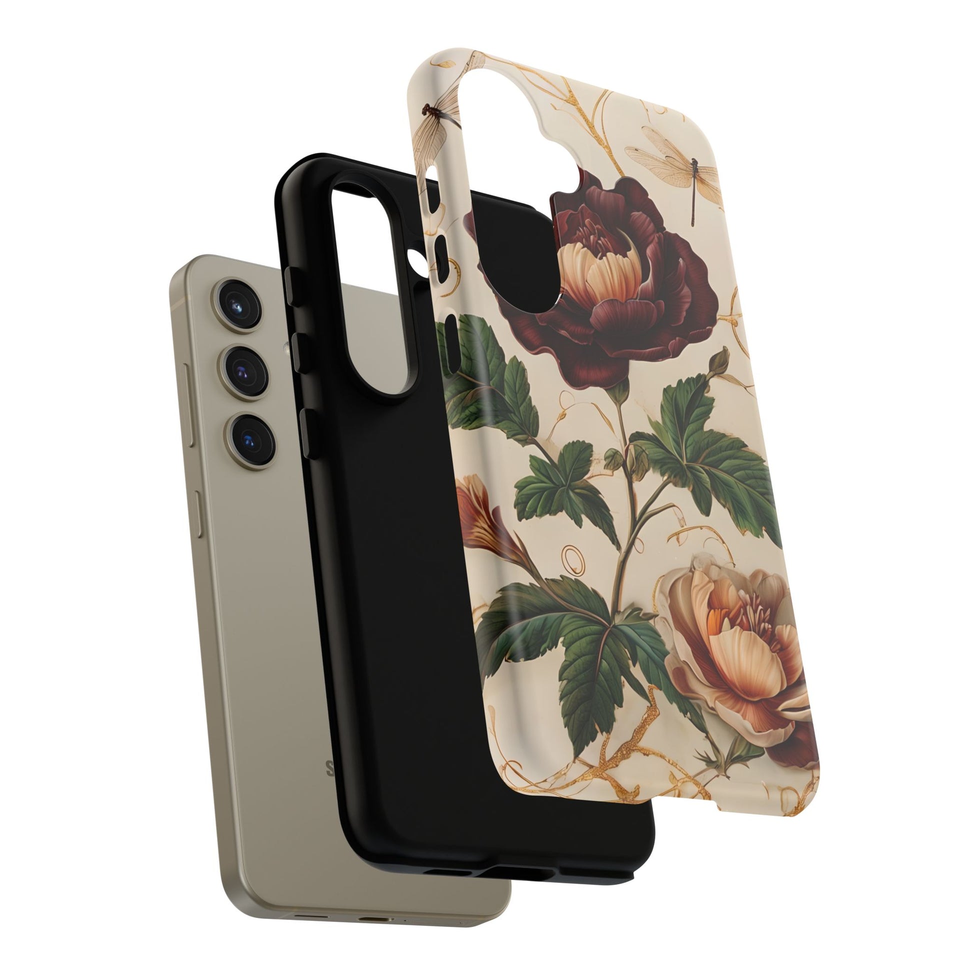 Vintage Burgundy Rose - Elegant Floral Samsung Galaxy S24 Phone Case - Classic Painterly Rose Design