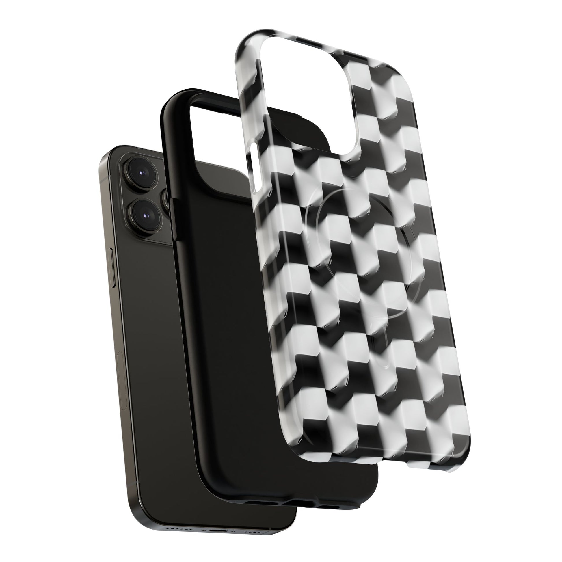 Monochrome Grid - iPhone 14 Pro Max MagSafe Phone Case - Bold, Modern Black & White Design