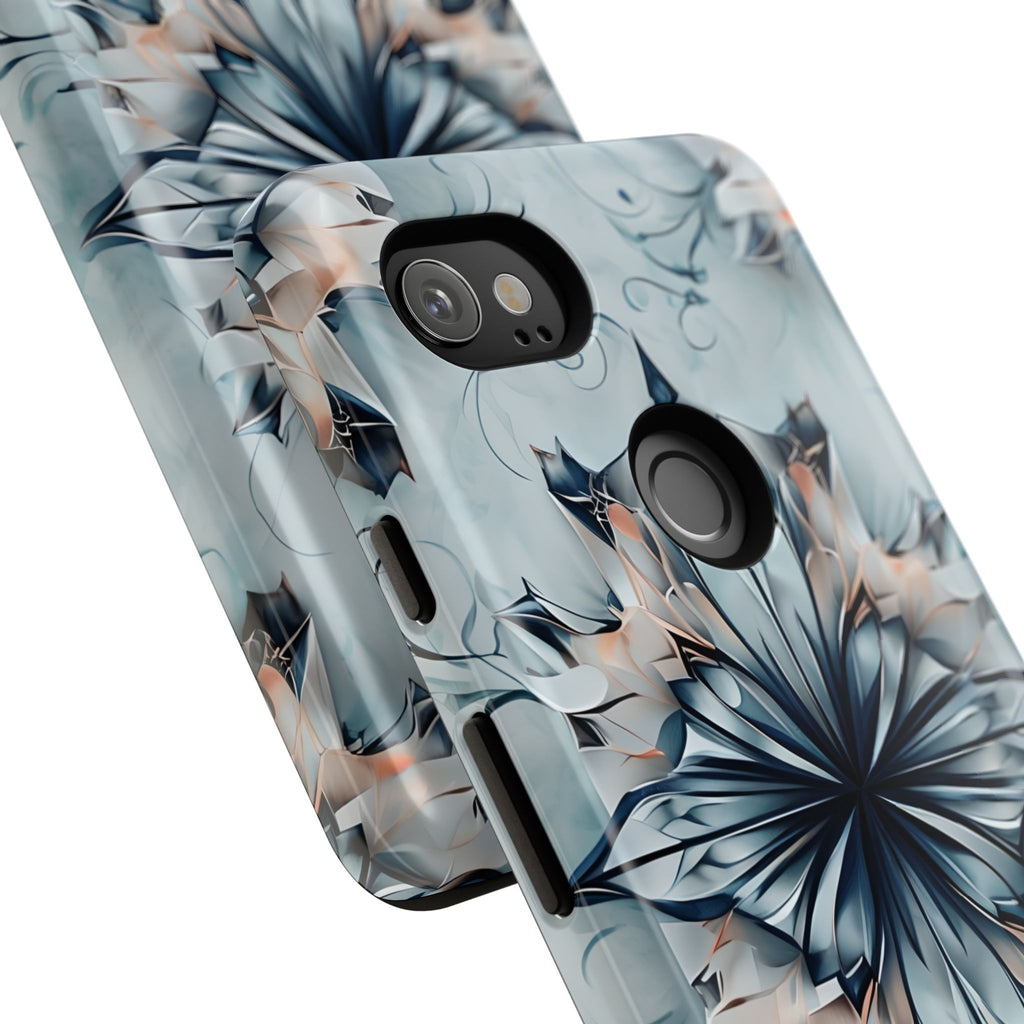Indigo Mirage - Artistic Kaleidoscope Collection Artistic Floral - Google Pixel 2XL Tough Phone Case - Bold Indigo Symmetrical Design