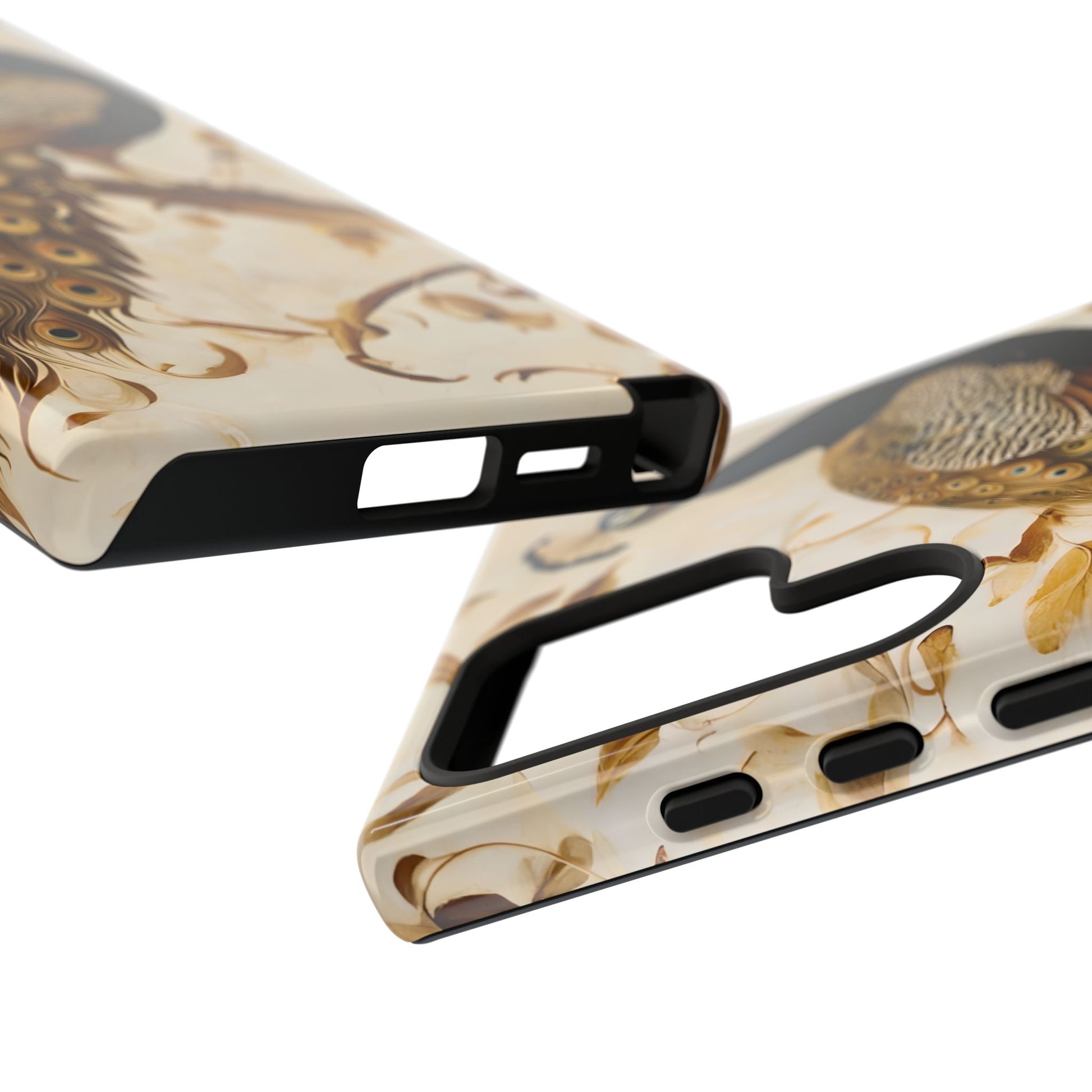 Golden Plumage - Luxe Peacock Art Samsung Galaxy S24 Ultra Phone Case - Elegant Gold & Cream Design