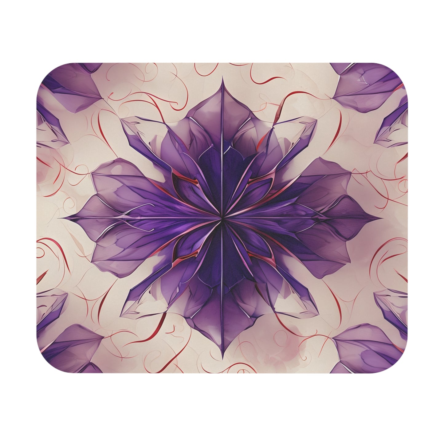 Violet Reverie mouse pad featuring expressive violet floral bloom artwork