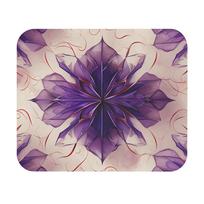 Violet Reverie mouse pad featuring expressive violet floral bloom artwork