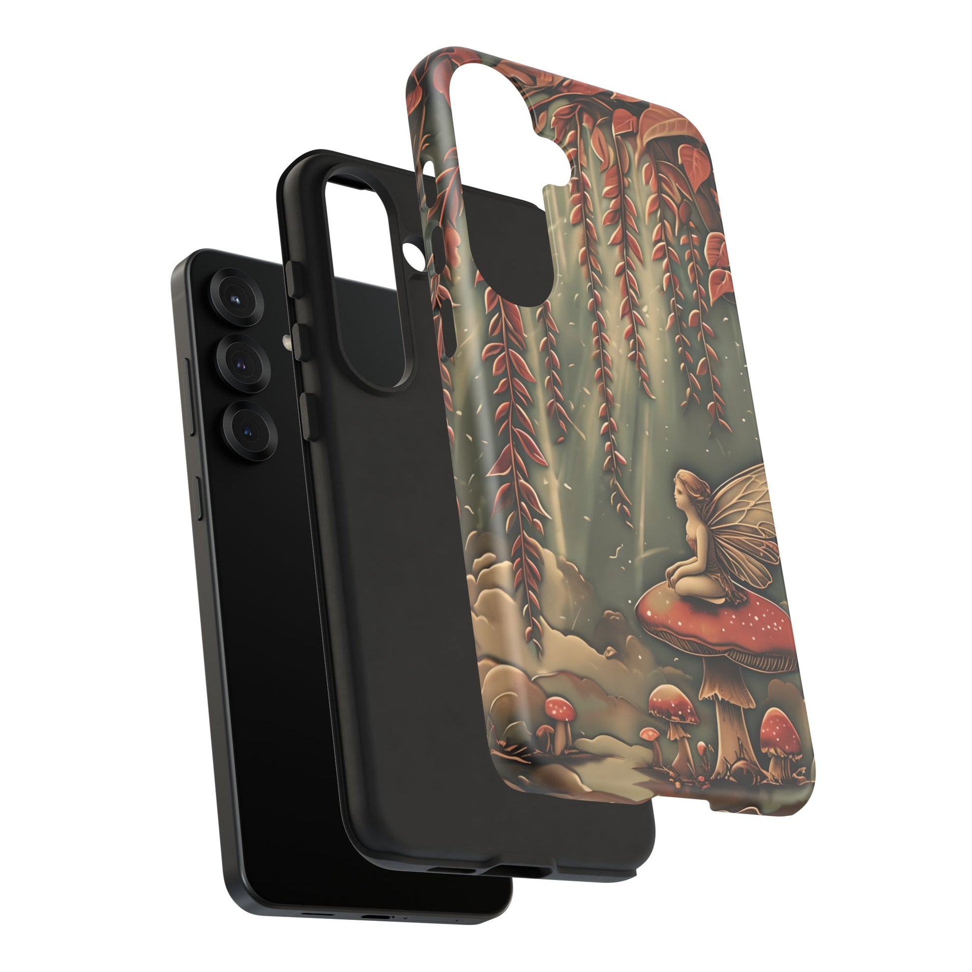 Willow Whisper - Tranquil Nature Art Samsung Galaxy S25 Plus Tough Phone Case - Serene Willow Tree & Meditative Figure Design