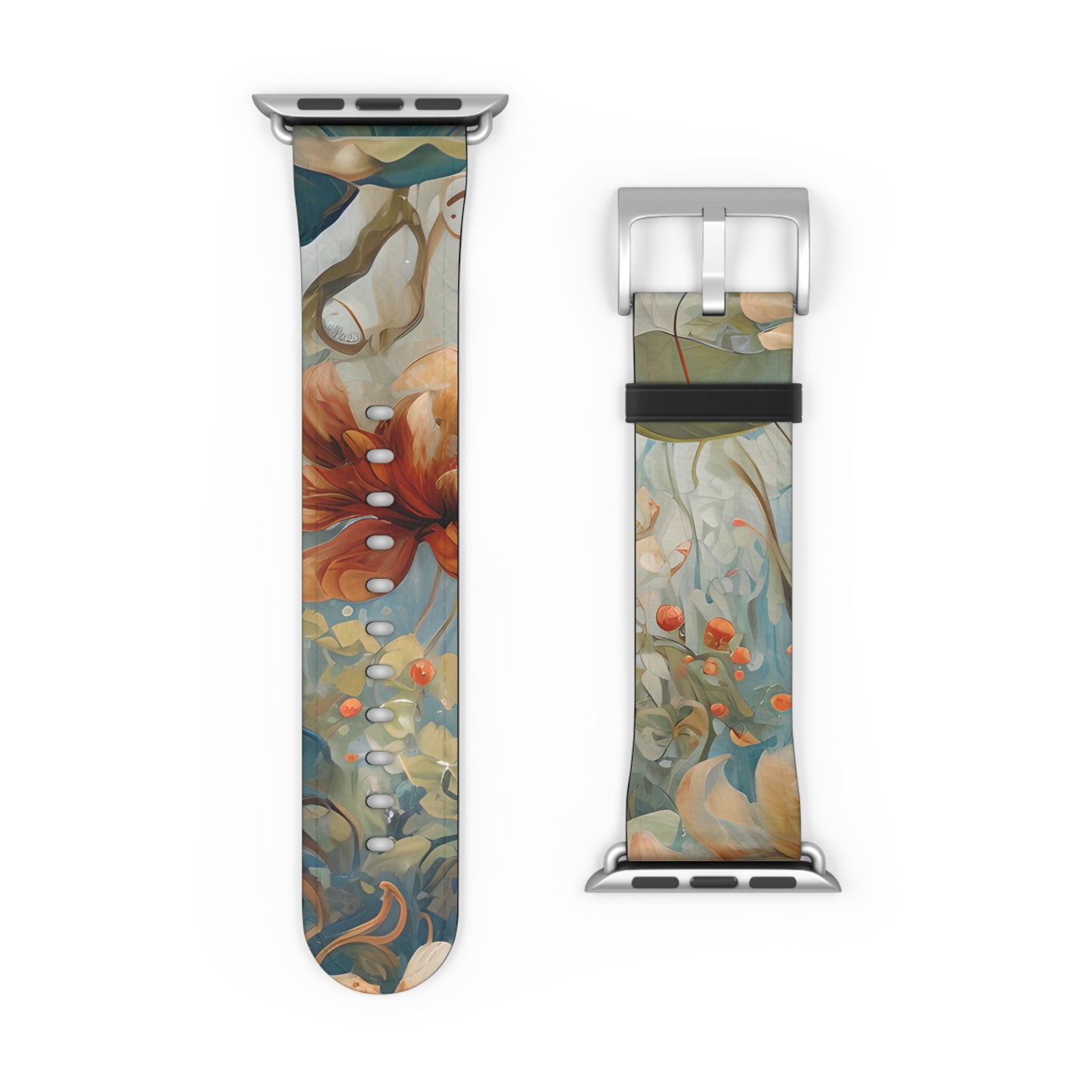 Waterlily Dreamscape Designer Apple Watch Band - Premium Custom Strap for Series 1-9, SE & Ultra - Artistic Vegan Leather