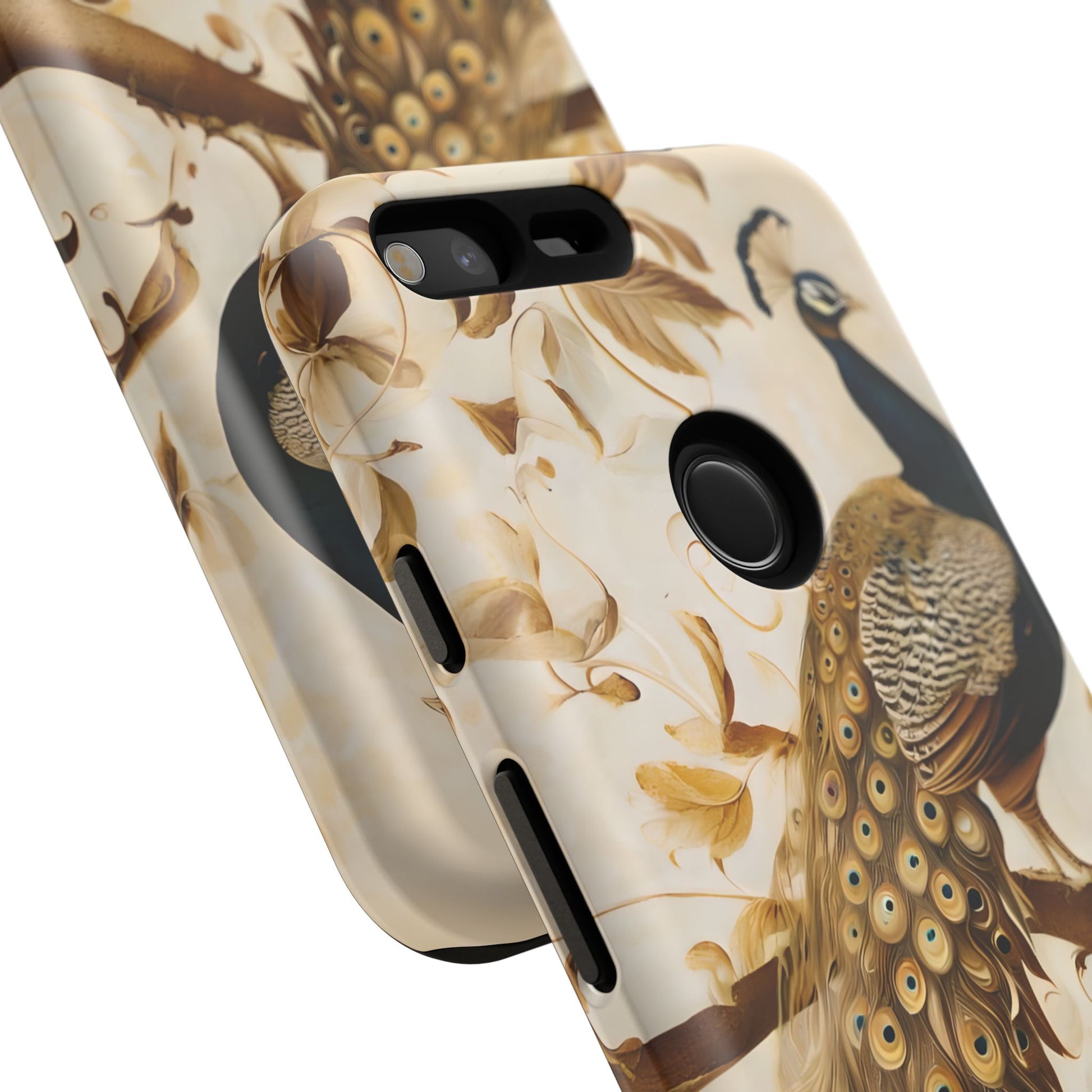 Golden Plumage - Luxe Peacock Art Google Pixel XL Phone Case - Elegant Gold & Cream Design